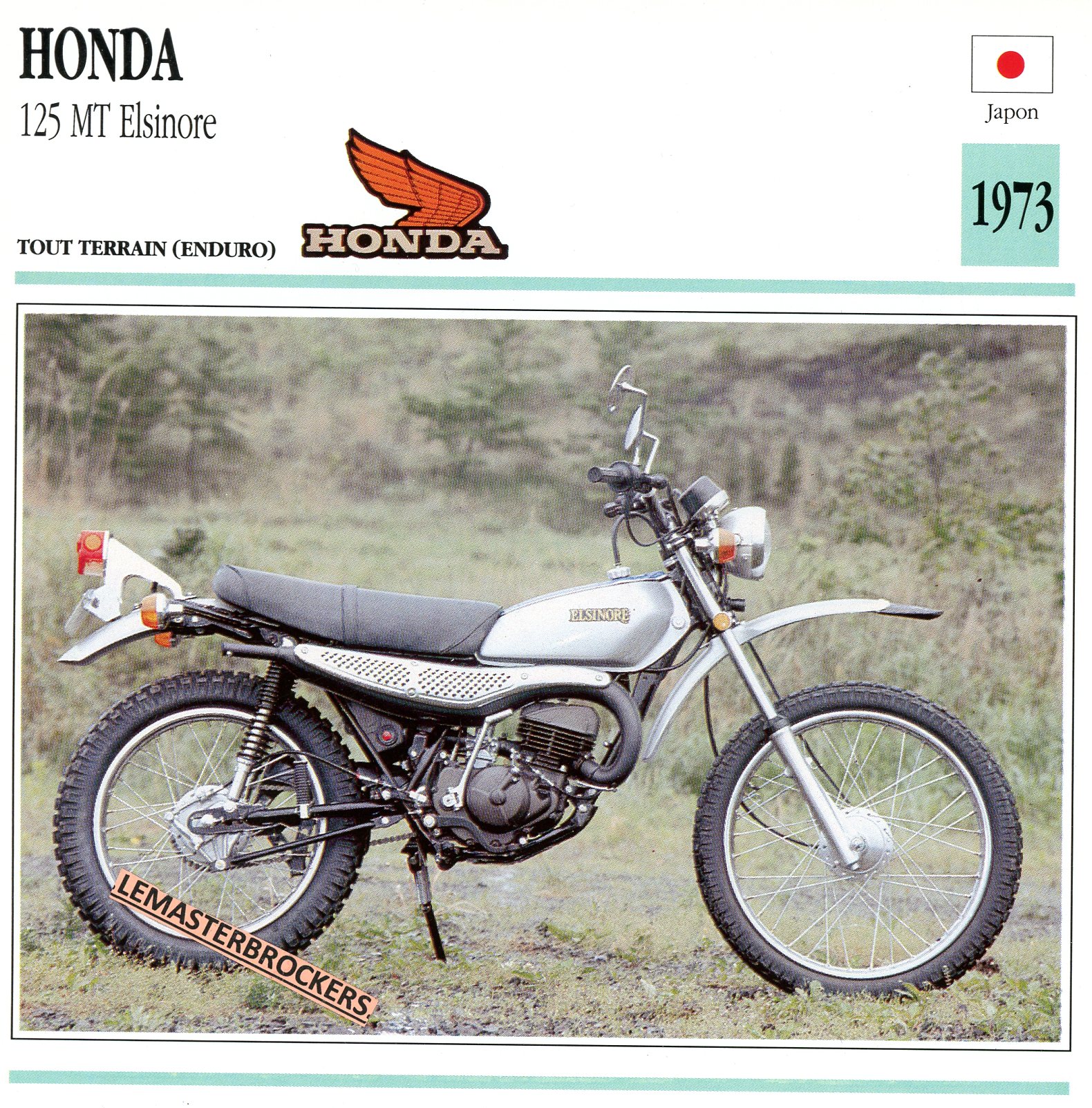 FICHE-MOTO-HONDA-125-MT-ELSINORE-1973-LEMASTERBROCKERS-CARS-MOTORCYCLE