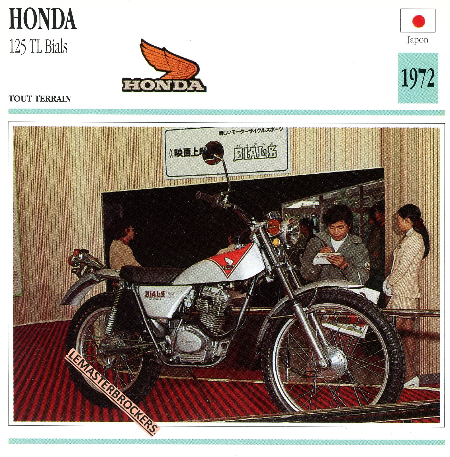 FICHE-MOTO-HONDA-125-TL-BIALS-1972-LEMASTERBROCKERS-CARS-MOTORCYCLE