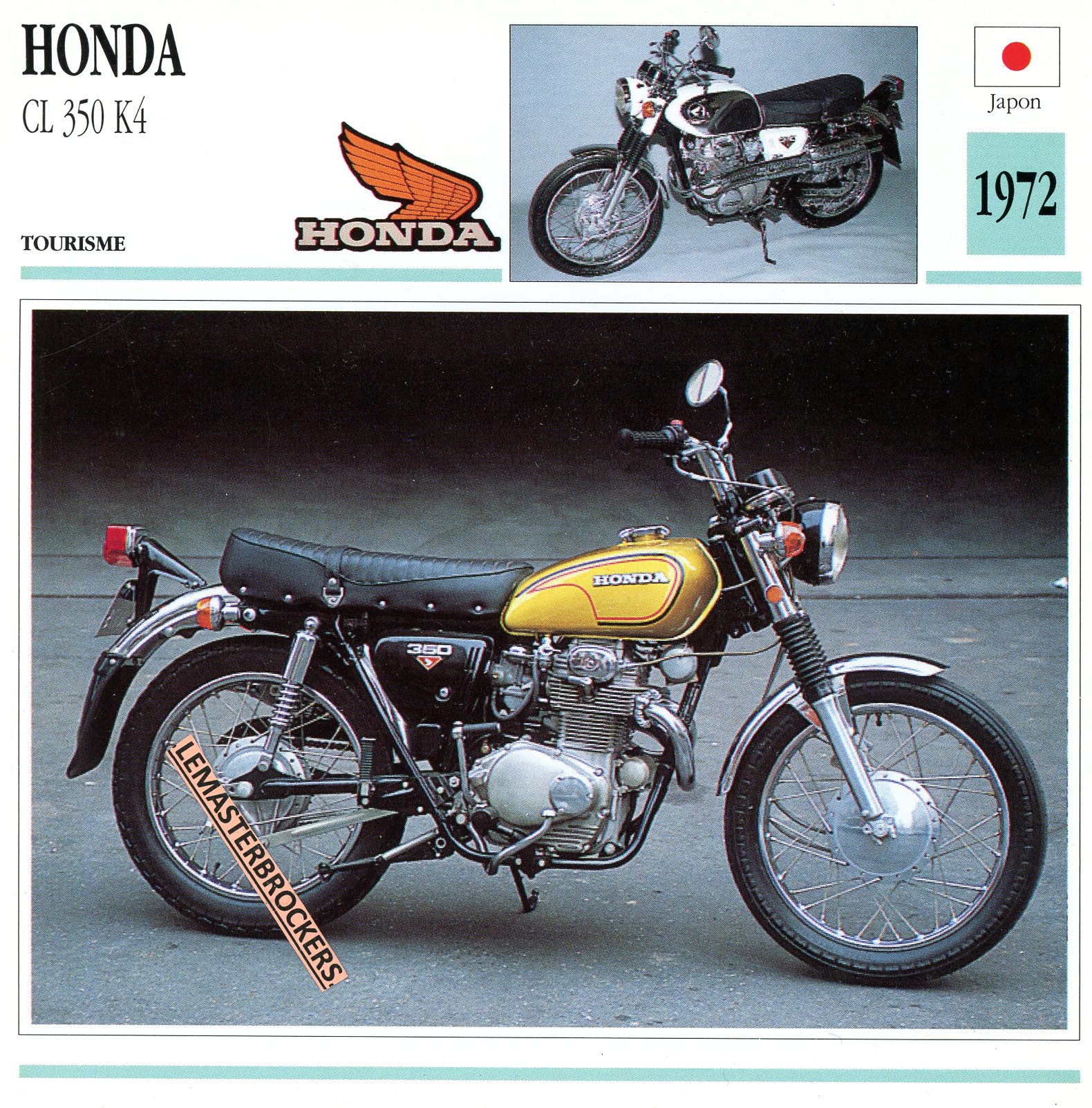 FICHE-MOTO-HONDA-CL350-K4-1972-LEMASTERBROCKERS-CARS-MOTORCYCLE
