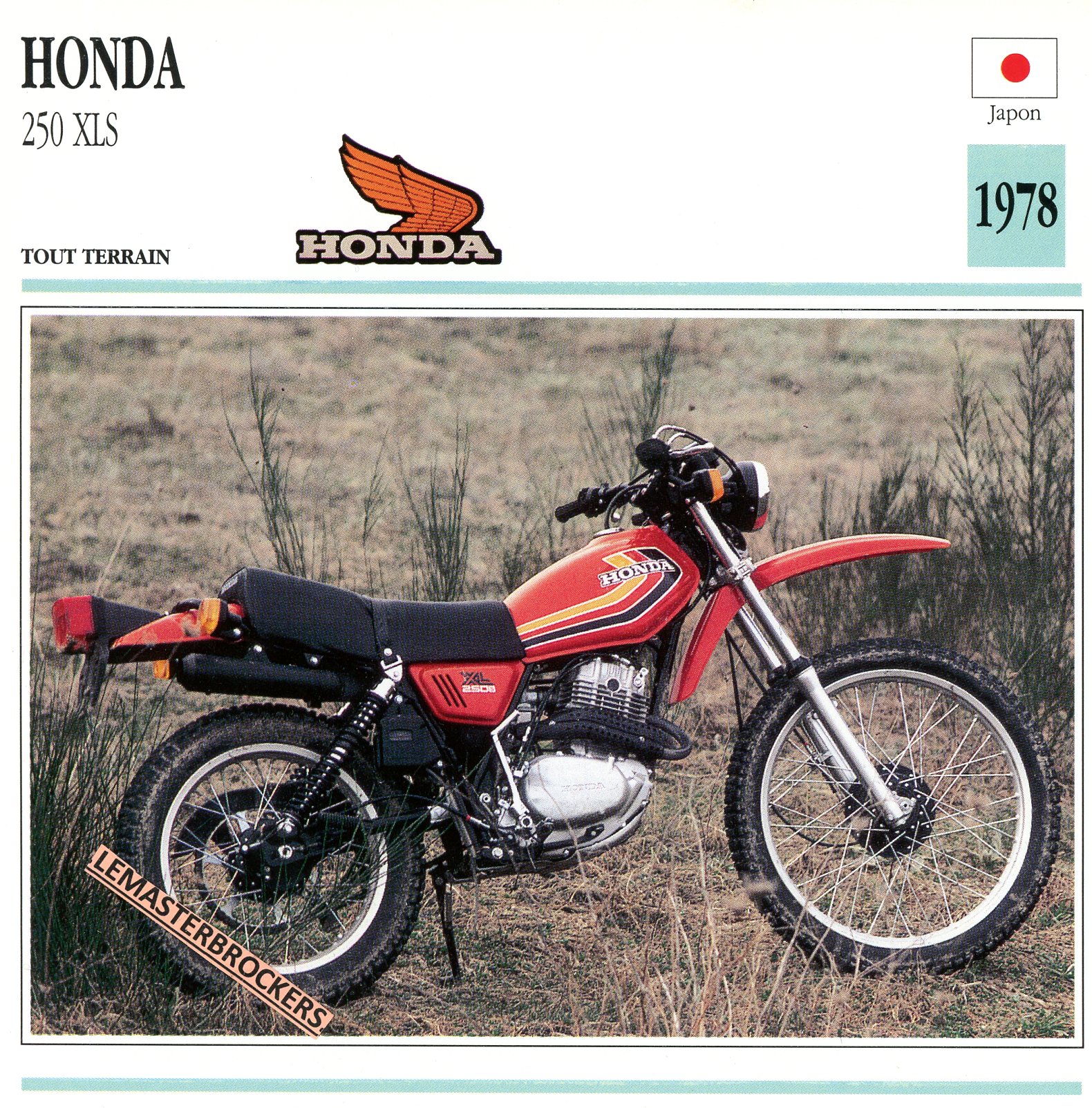FICHE-MOTO-HONDA-XLS-250XLS-1978-LEMASTERBROCKERS-CARS-MOTORCYCLE