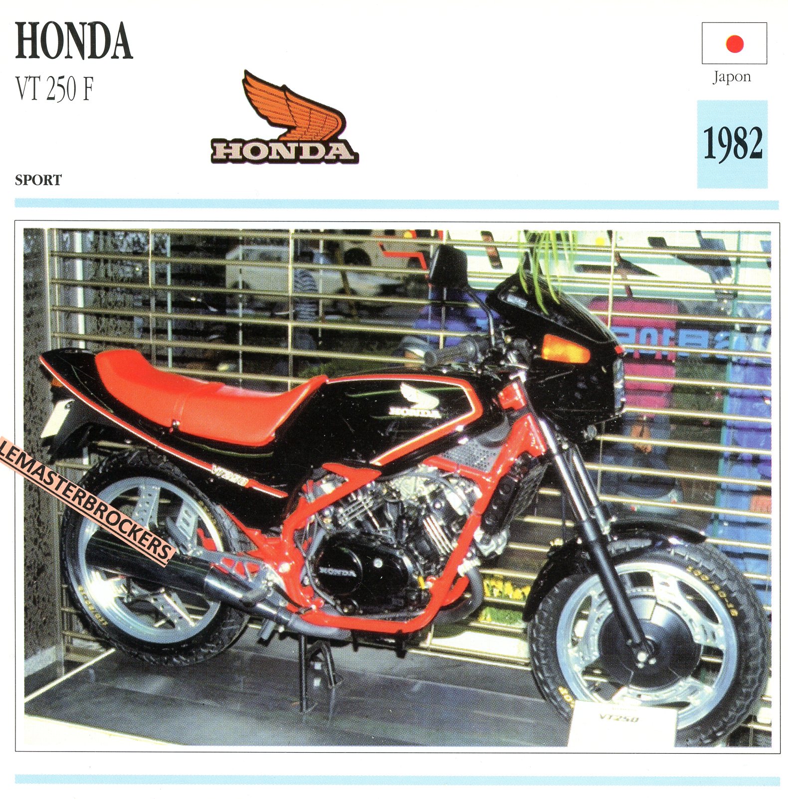 FICHE-MOTO-HONDA-VT-VT250-VT250F-1982-LEMASTERBROCKERS-CARS-MOTORCYCLE
