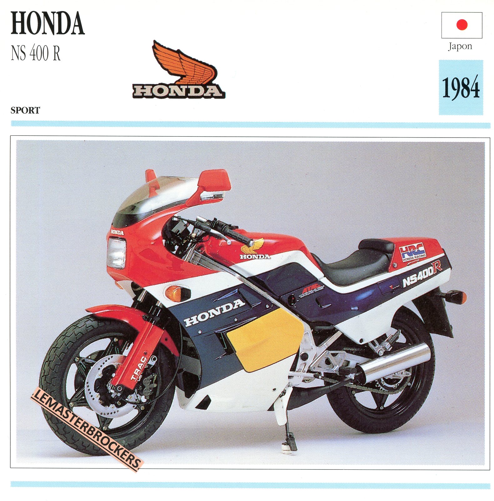 FICHE-MOTO-HONDA-NS400R-NSR400-1984-LEMASTERBROCKERS-CARS-MOTORCYCLE
