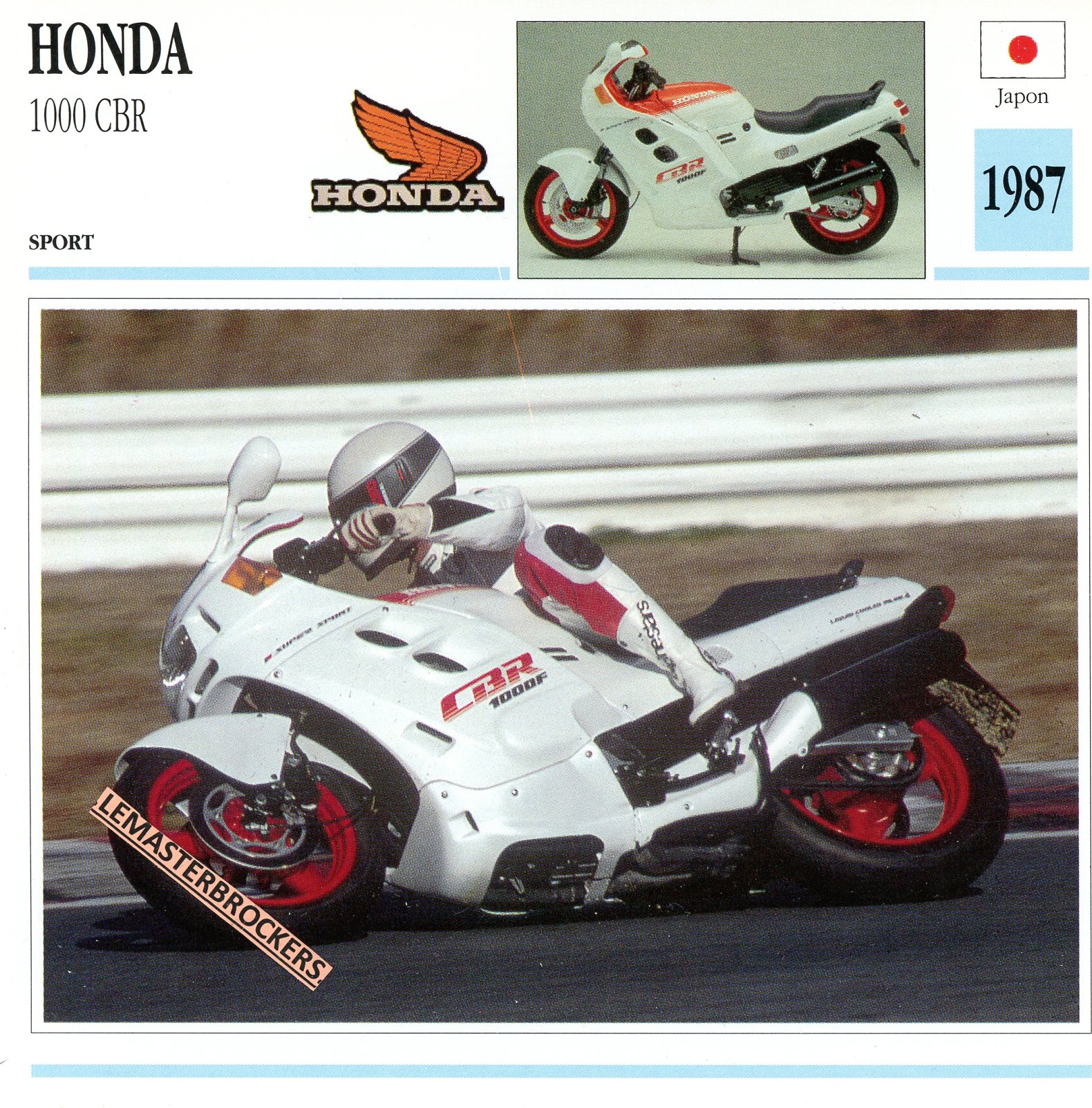 HONDA CBR 1000 1987 - FICHE MOTO CBR1000