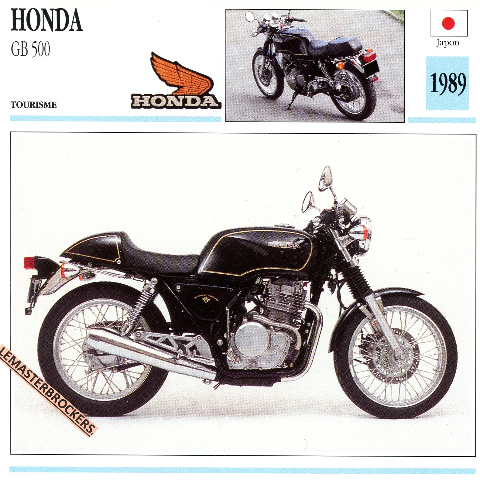 FICHE-MOTO-HONDA-GB500-1989-LEMASTERBROCKERS-CARS-MOTORCYCLE