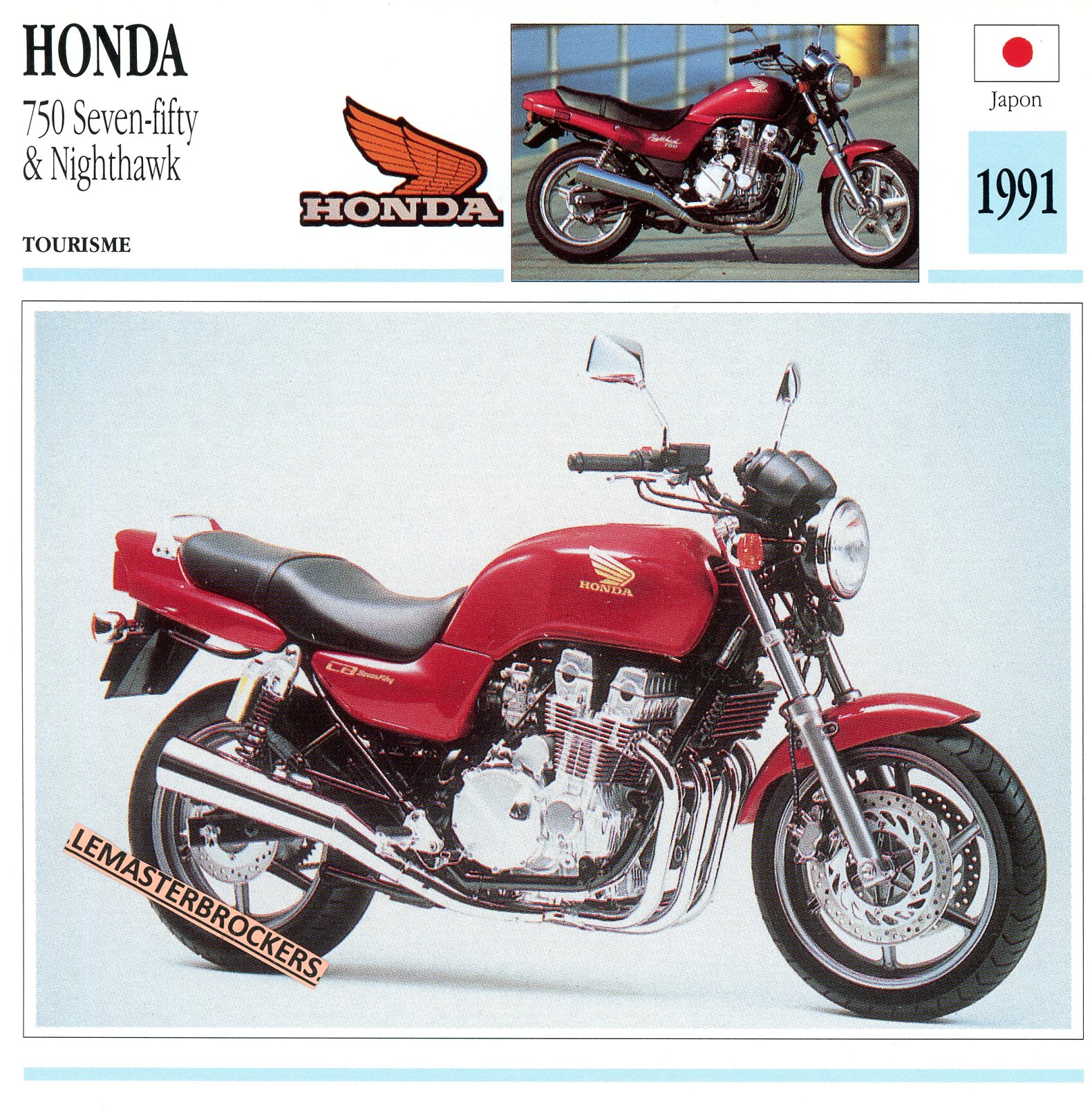 FICHE-MOTO-HONDA-750-SEVEN-FIFTY-NIGHTAWK-1991-LEMASTERBROCKERS-CARS-MOTORCYCLE