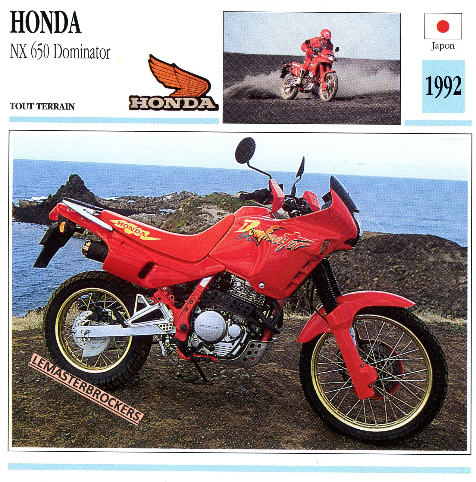 HONDA NX 650 DOMINATOR 1992 - FICHE MOTO NX650