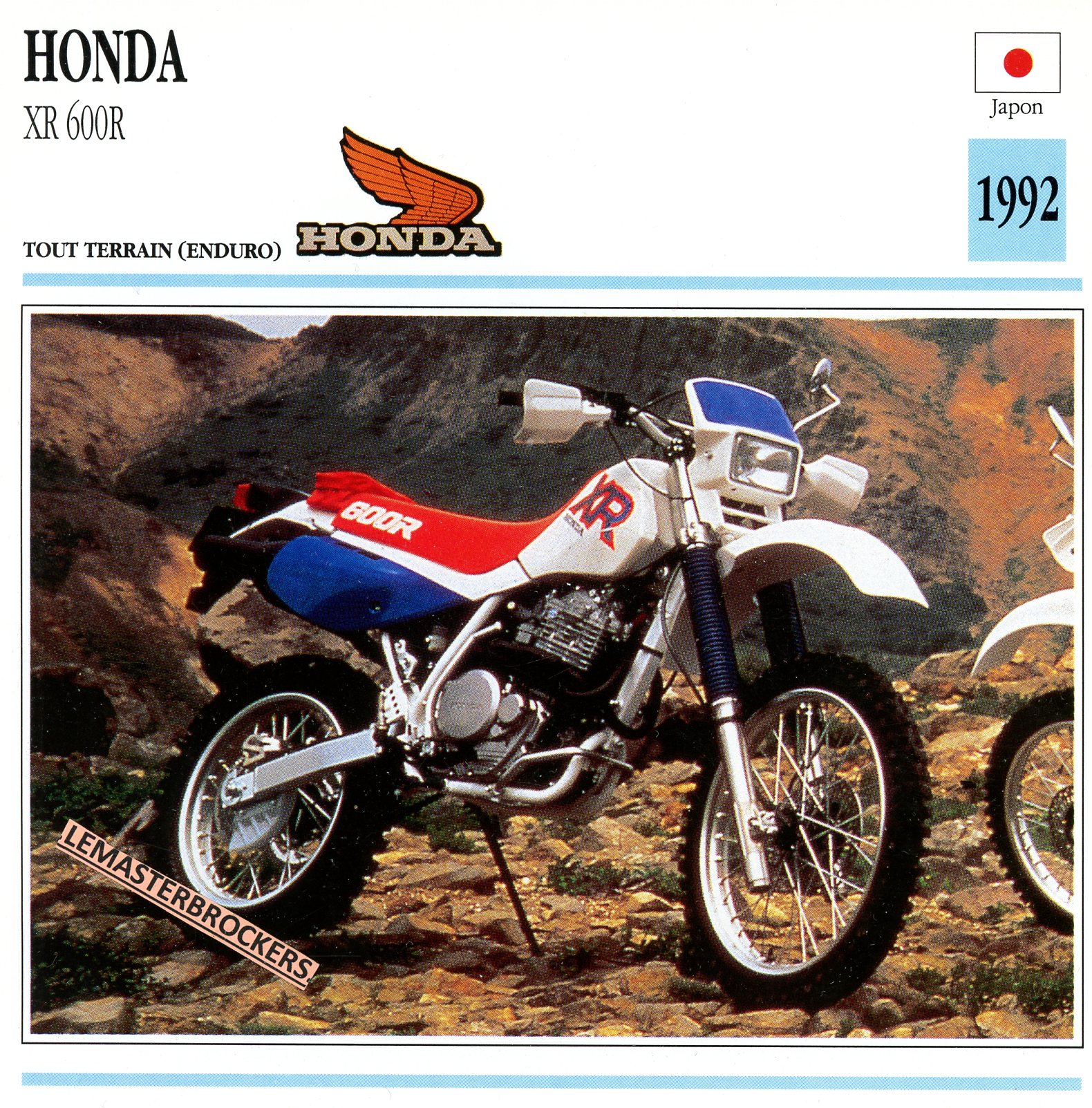 FICHE-MOTO-HONDA-XR-600-XR600R-1992-LEMASTERBROCKERS-CARS-MOTORCYCLE