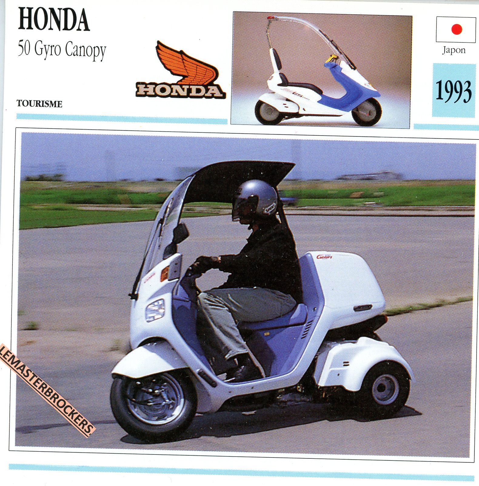 FICHE-SCOOTER-HONDA-50-GYRO-CANOPY-1993-LEMASTERBROCKERS-CARS-MOTORCYCLE