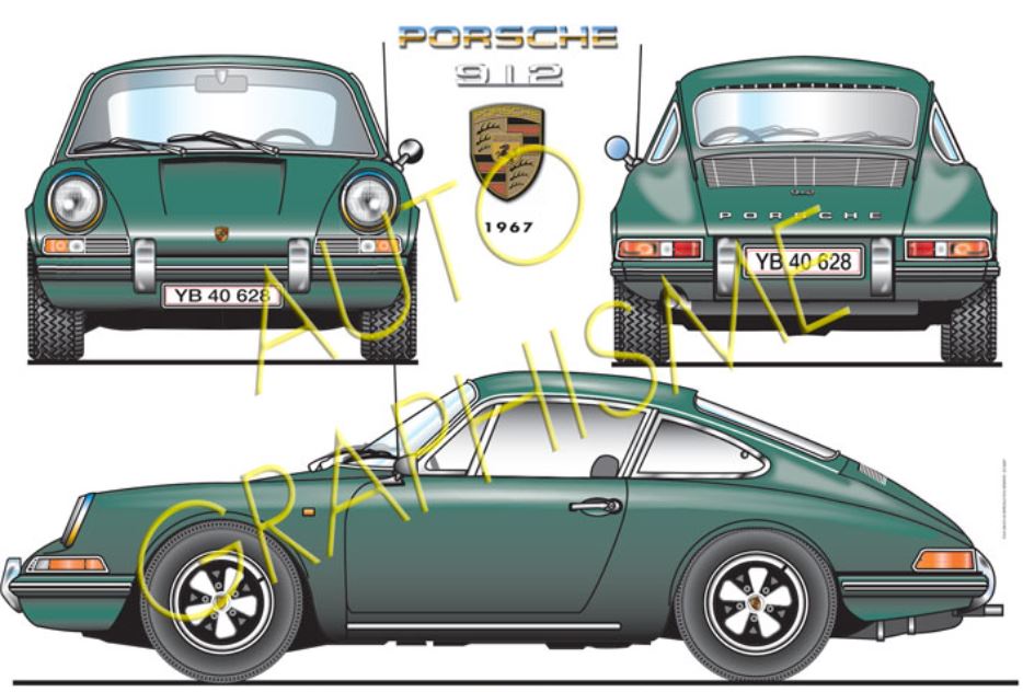 POSTER PORSCHE 912 - 1967 - ART DÉCO IMPRESSION