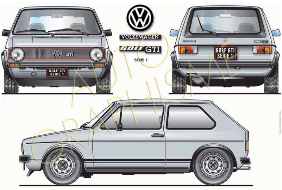 POSTER VOLKSWAGEN GOLF GTI - ART DÉCO IMPRESSION  - LEMASTERBROCKERS