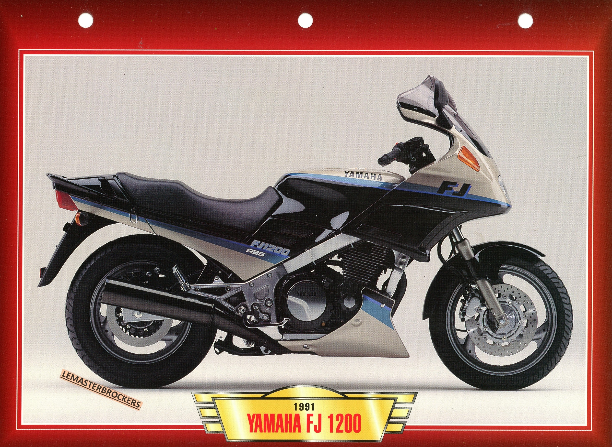 FICHE MOTO YAMAHA FJ 1200 1991 - CARD YAMAHA TECHNIQUE FJ1200