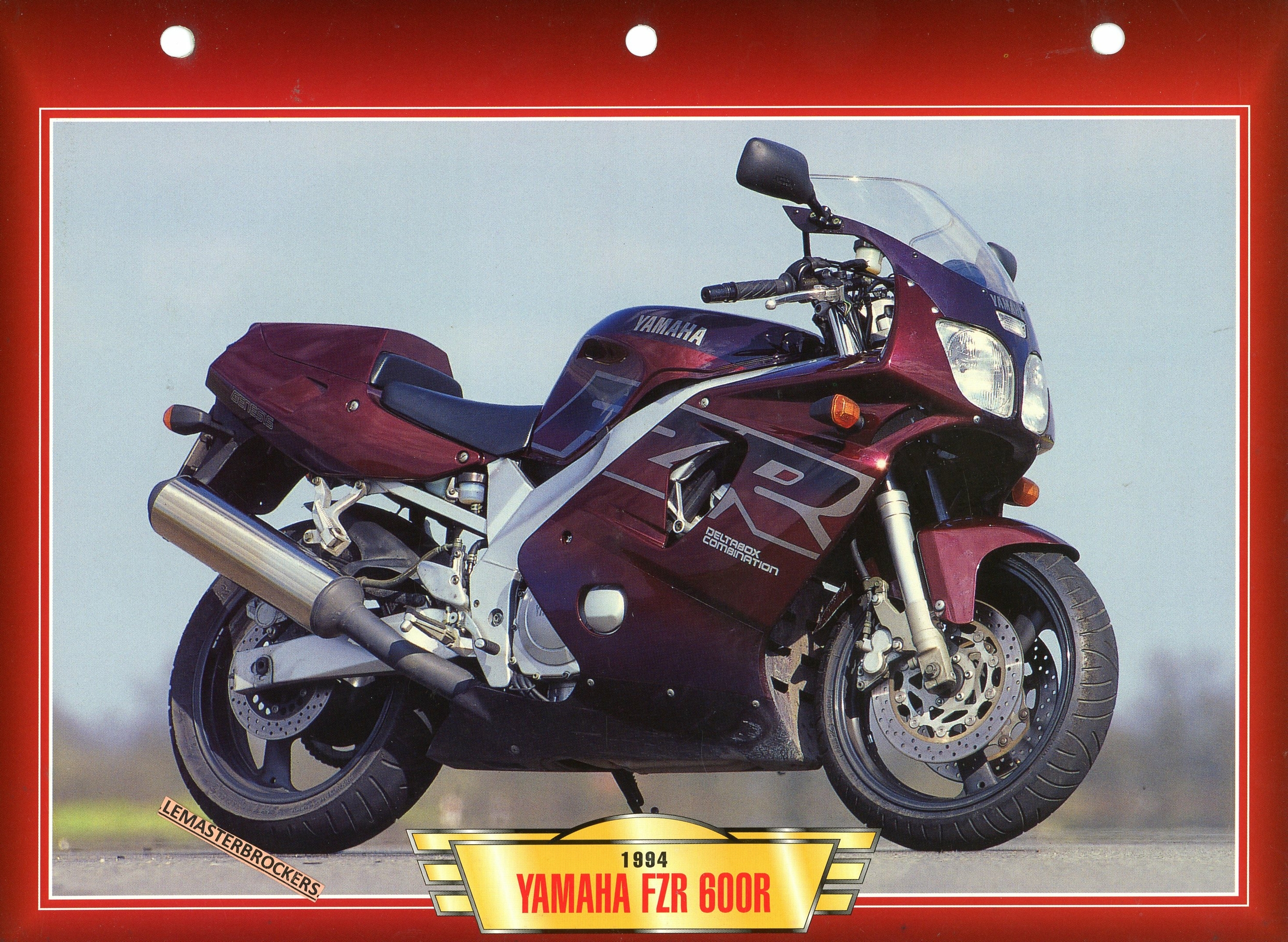 FICHE MOTO YAMAHA FZR 600R 1994 - CARD YAMAHA TECHNIQUE FZR