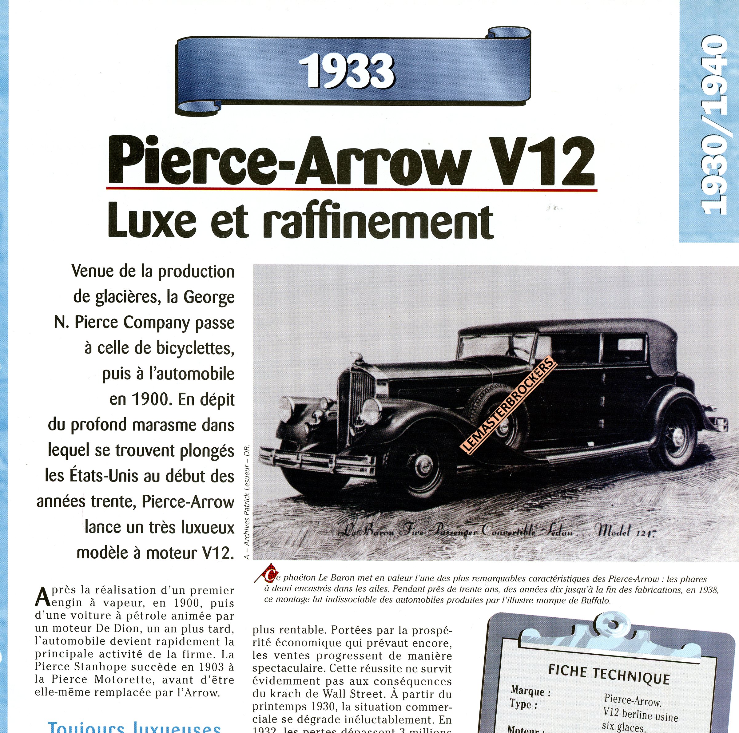 FICHE-TECHNIQUE-PIERCE-ARROW-V12-1933-FICHE-AUTO-LEMASTERBROCKERS