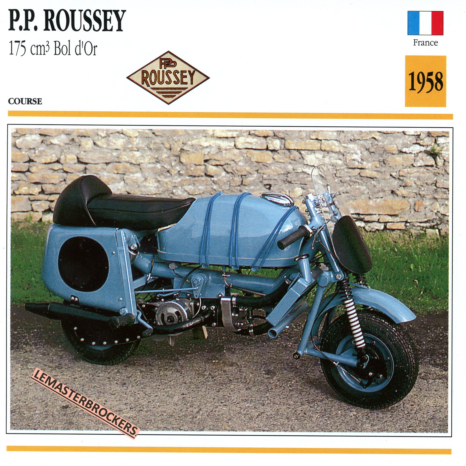 FICHE-MOTO-ROUSSEY-BOLD-DOR-1958-LEMASTERBROCKERS-CARD-MOTORCYCLE