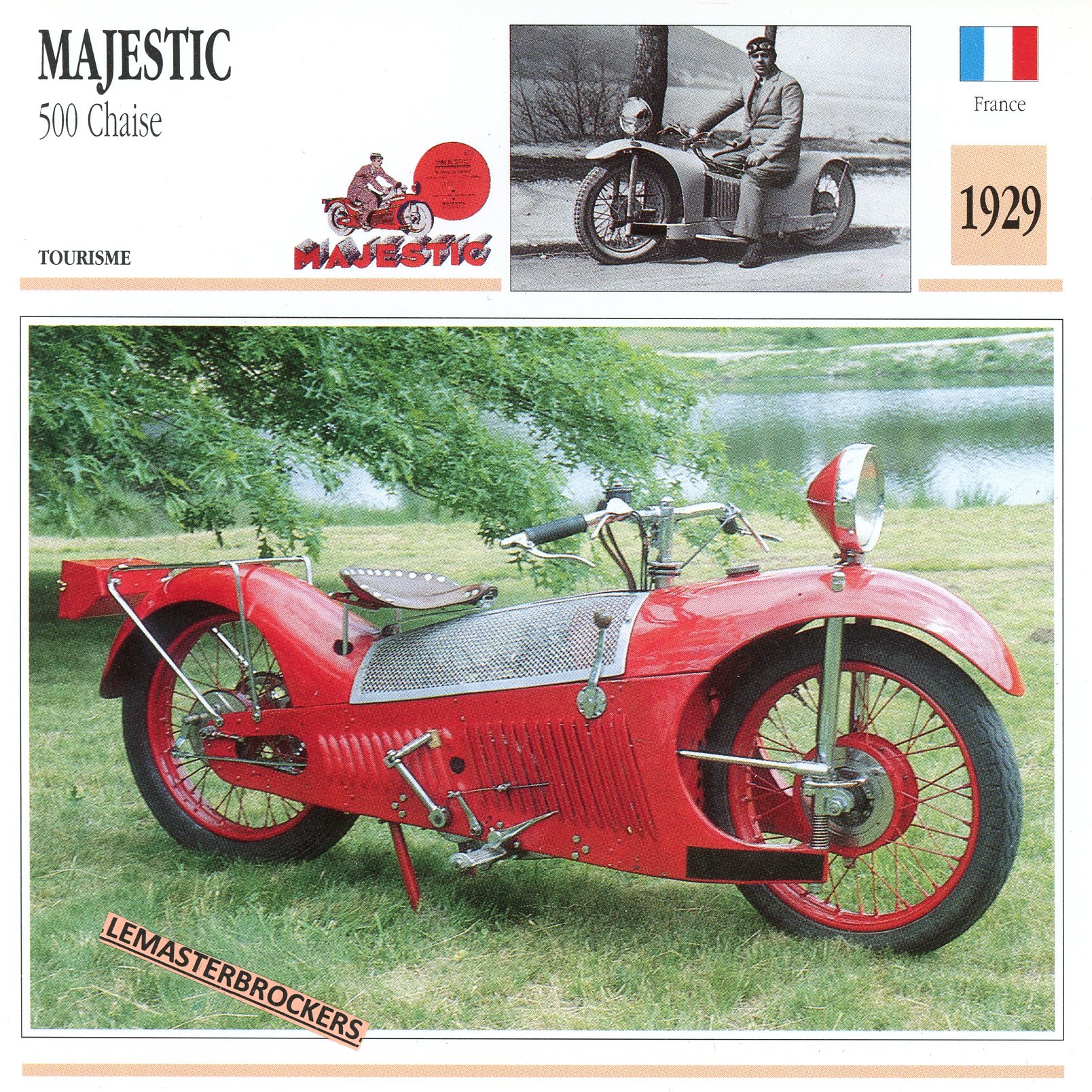 FICHE-MOTO-MAJECTIC-CHAISE-1929-LEMASTERBROCKERS-CARD-MOTORCYCLE