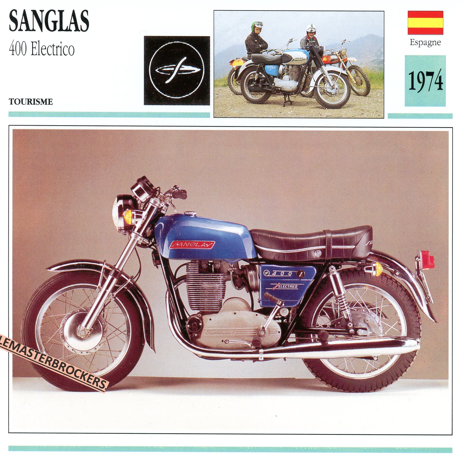 FICHE-MOTO-SANGLAS-400-ELECTRICO-1974-LEMASTERBROCKERS-CARD-MOTORCYCLE