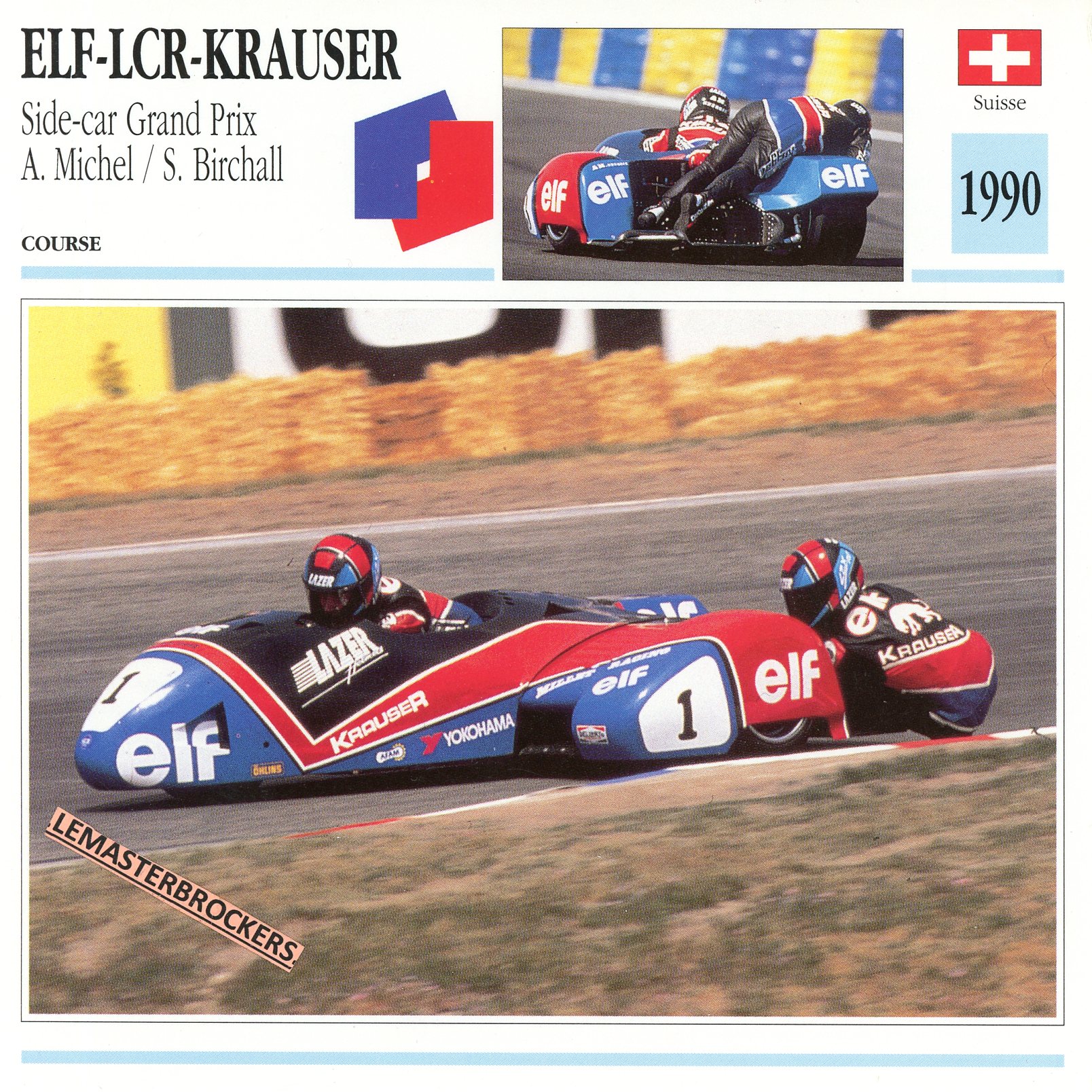 FICHE-MOTO-SIDE-CAR-ELF-LCR-KRAUSER-1990-LEMASTERBROCKERS-CARD-MOTORCYCLE