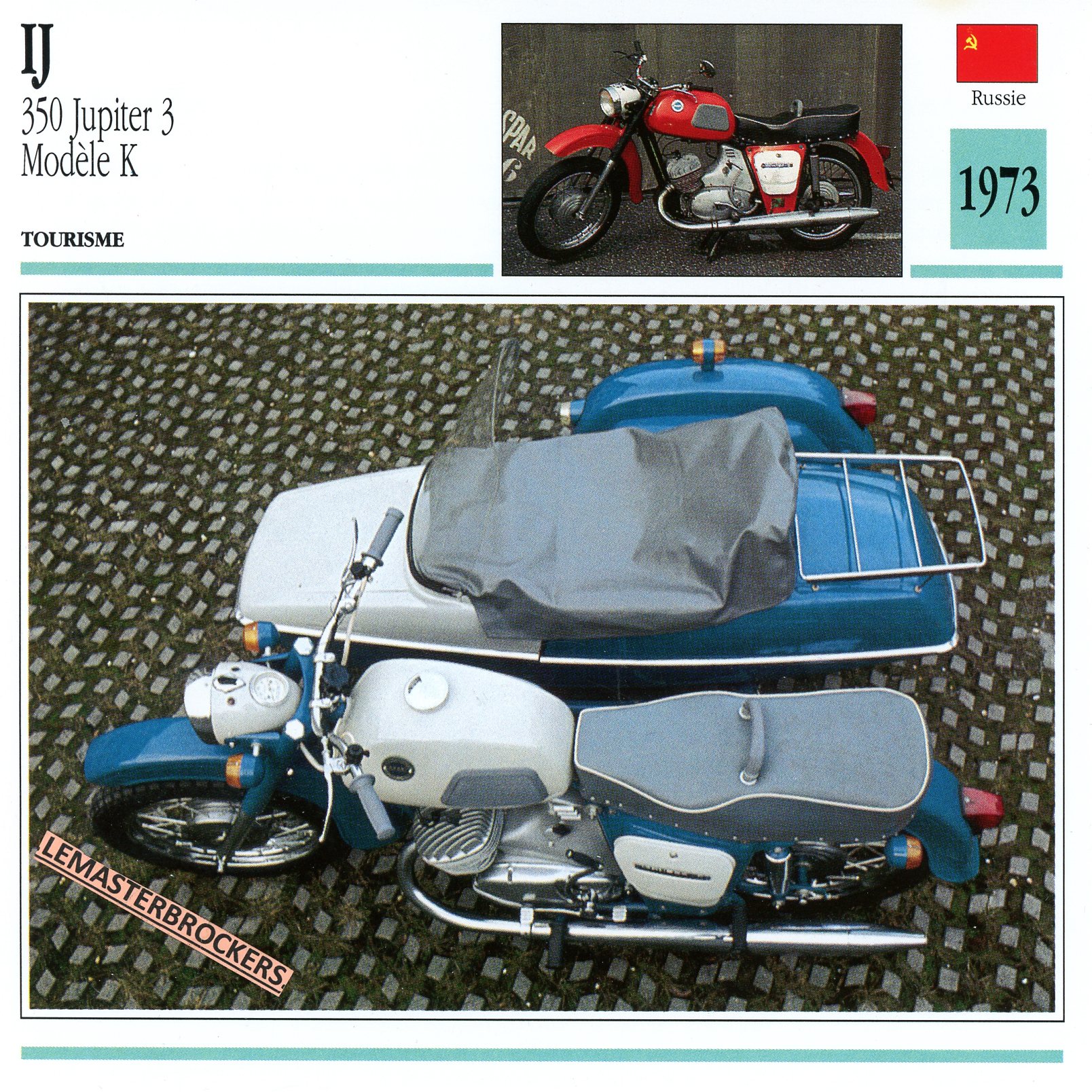 IJ 350 JUPITER 3 MODELE K 1973 - FICHE MOTO SIDE-CAR