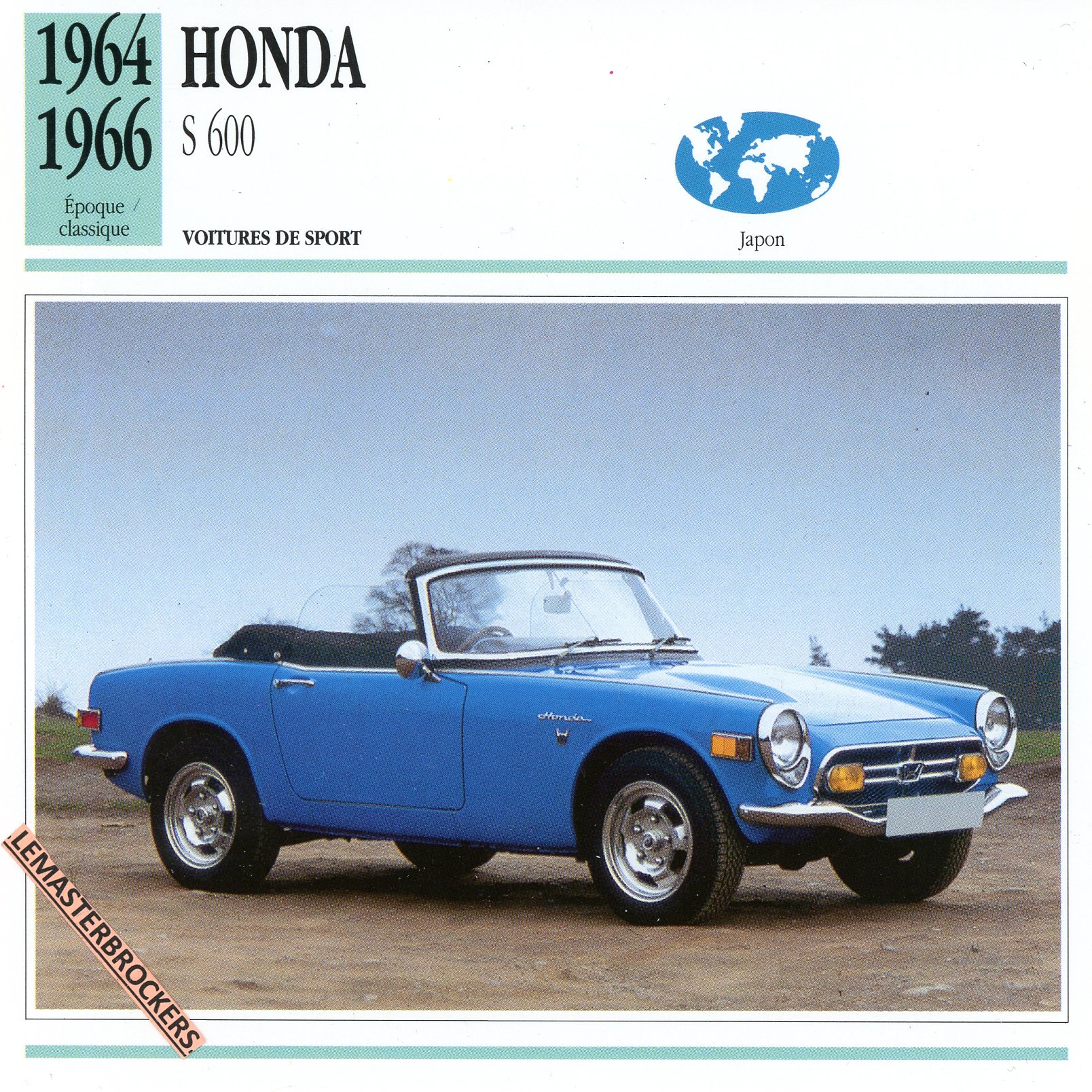 HONDA-S600-1964-1966-FICHE-AUTO-LEMASTERBROCKERS-CARD-CARS