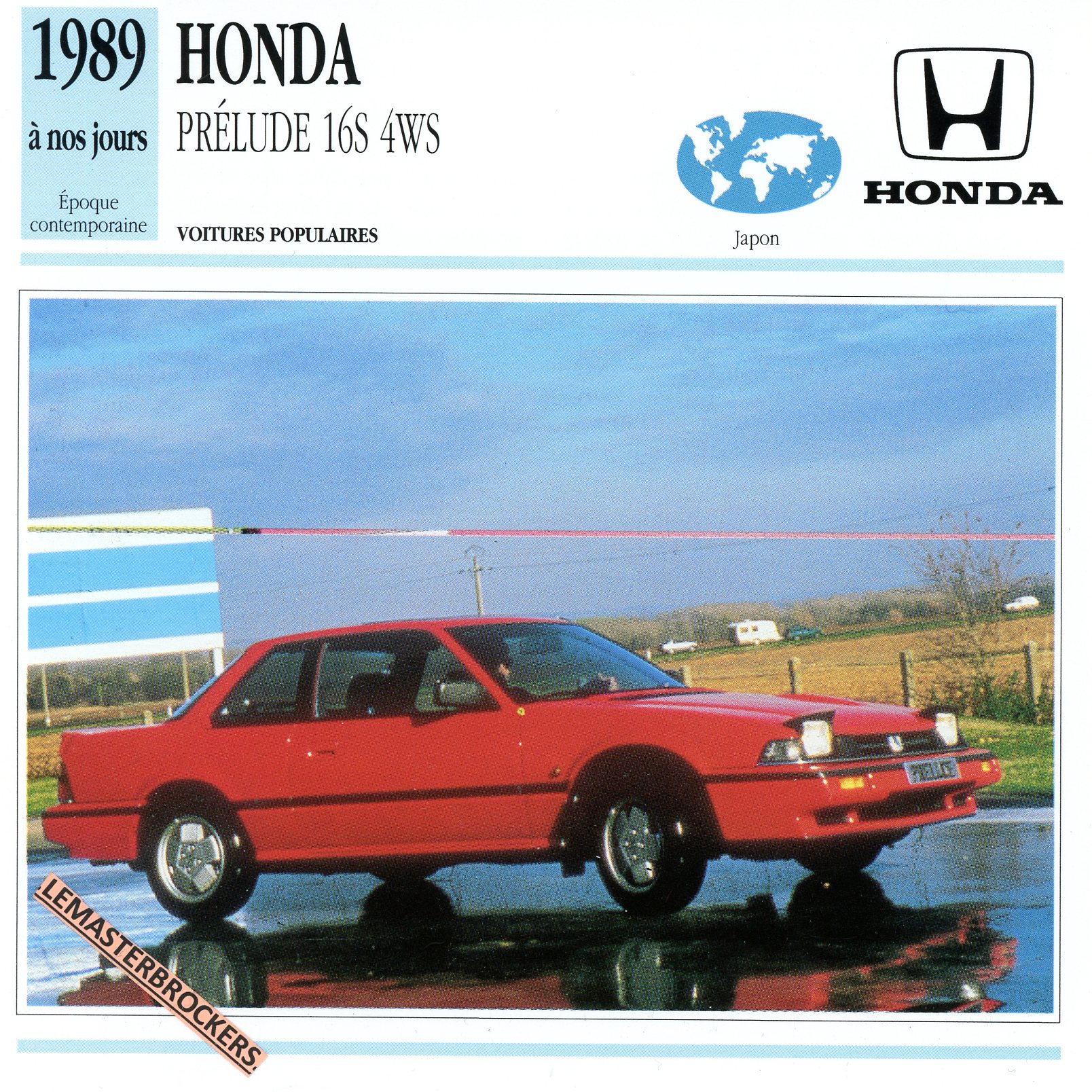 HONDA-PRELUDE-16S-4WS-1989-FICHE-AUTO-LEMASTERBROCKERS-CARD-CARS