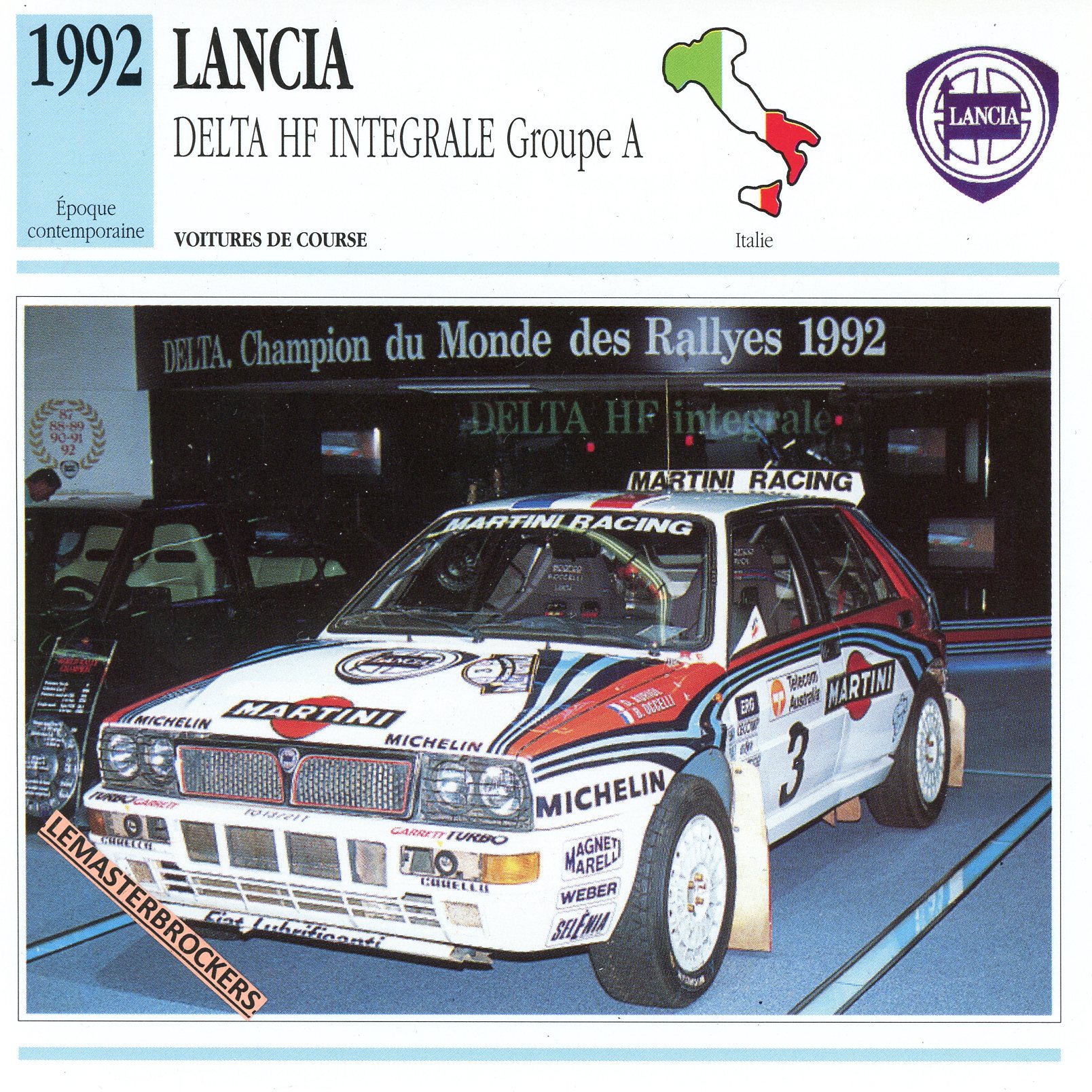 LANCIA DELTA HF INTEGRALE GROUPE A 1992 - FICHE AUTO