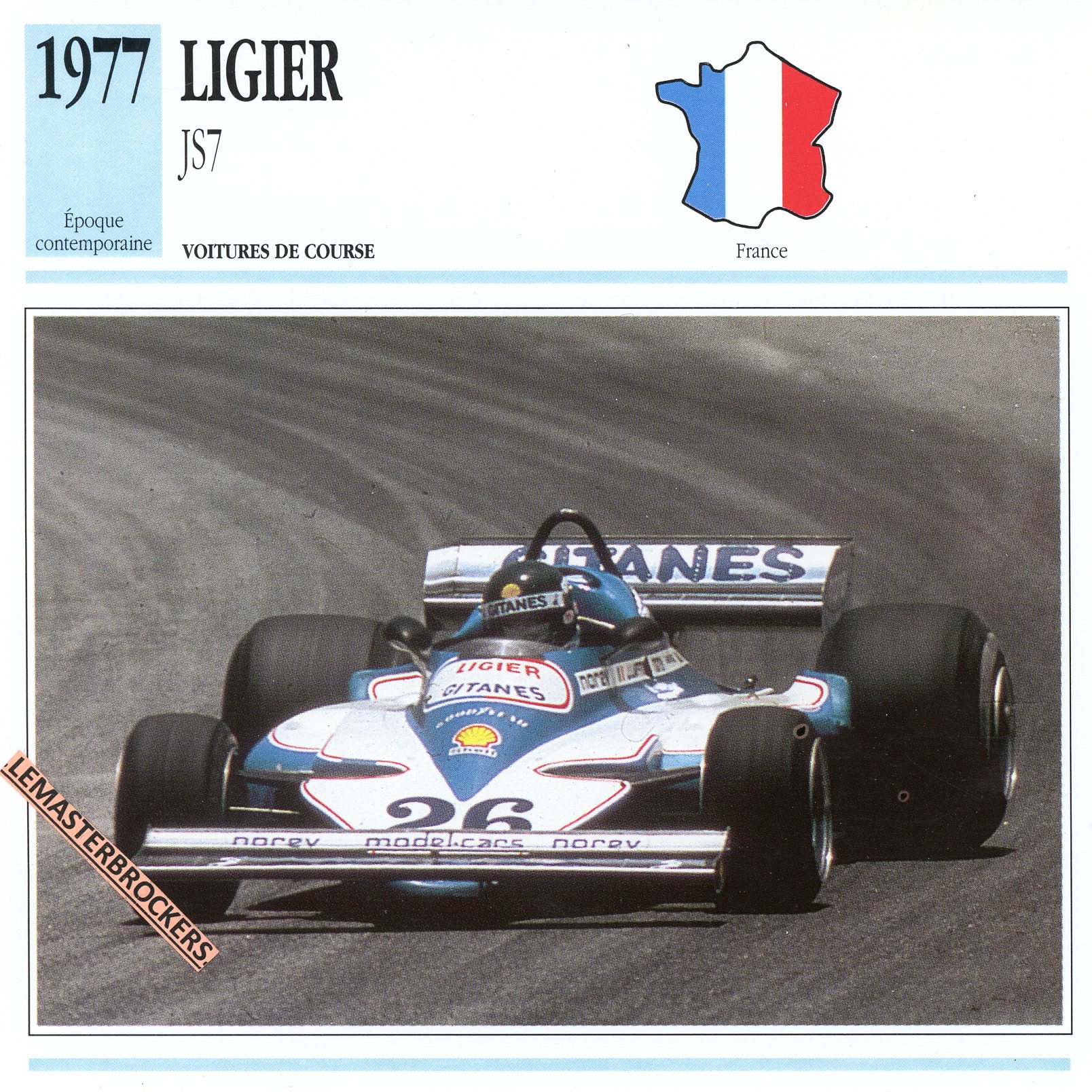 LIGIER-JS9-1978-FICHE-AUTO-LEMASTERBROCKERS-CARD-CARS