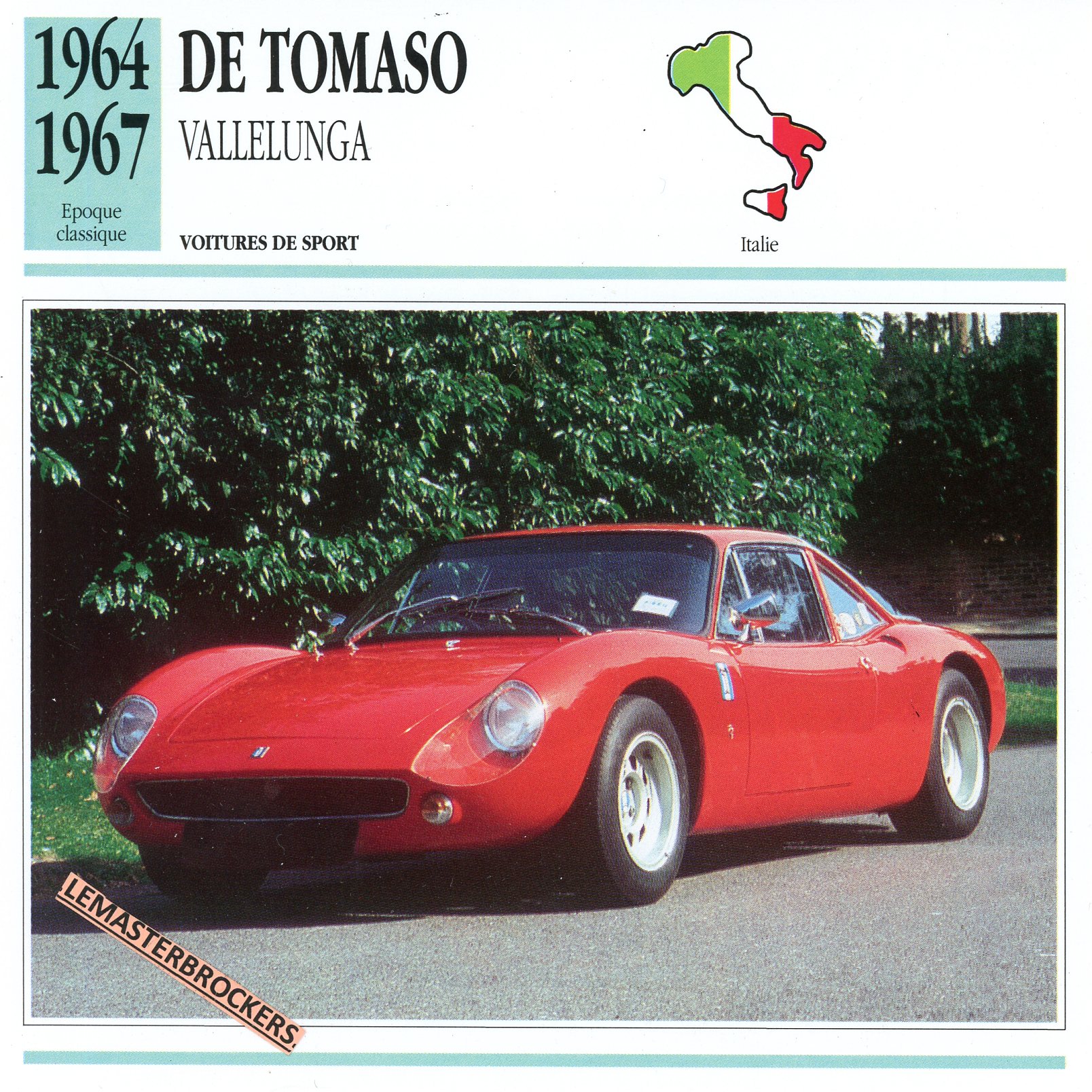 DE-TOMASO-VALLELUNGA-1964-1967-FICHE-AUTO-LEMASTERBROCKERS-CARD-CARS