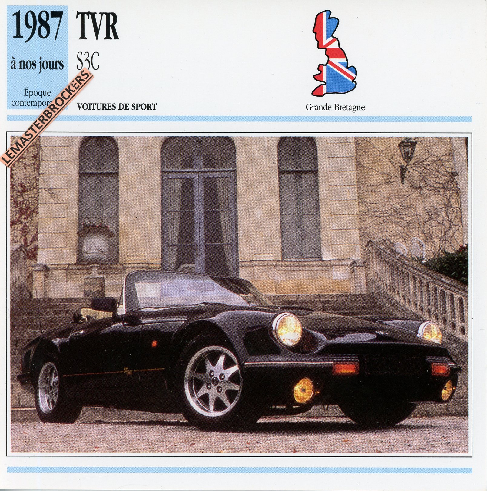 TVR-S3C-1987-FICHE-AUTO-LEMASTERBROCKERS-CARD-CARS-ATLAS