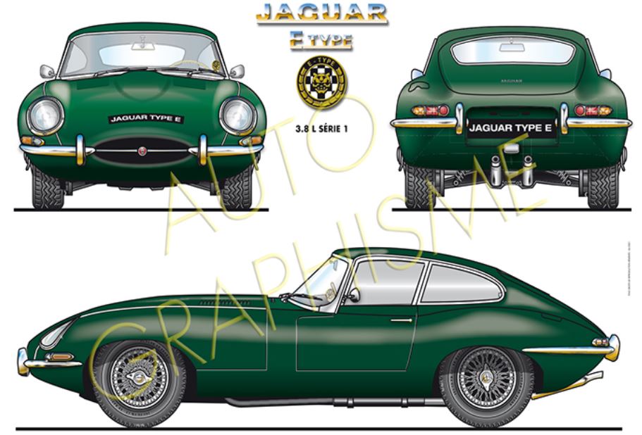 POSTER JAGUAR-E-COUPE- ART DÉCO IMPRESSION  - LEMASTERBROCKERS