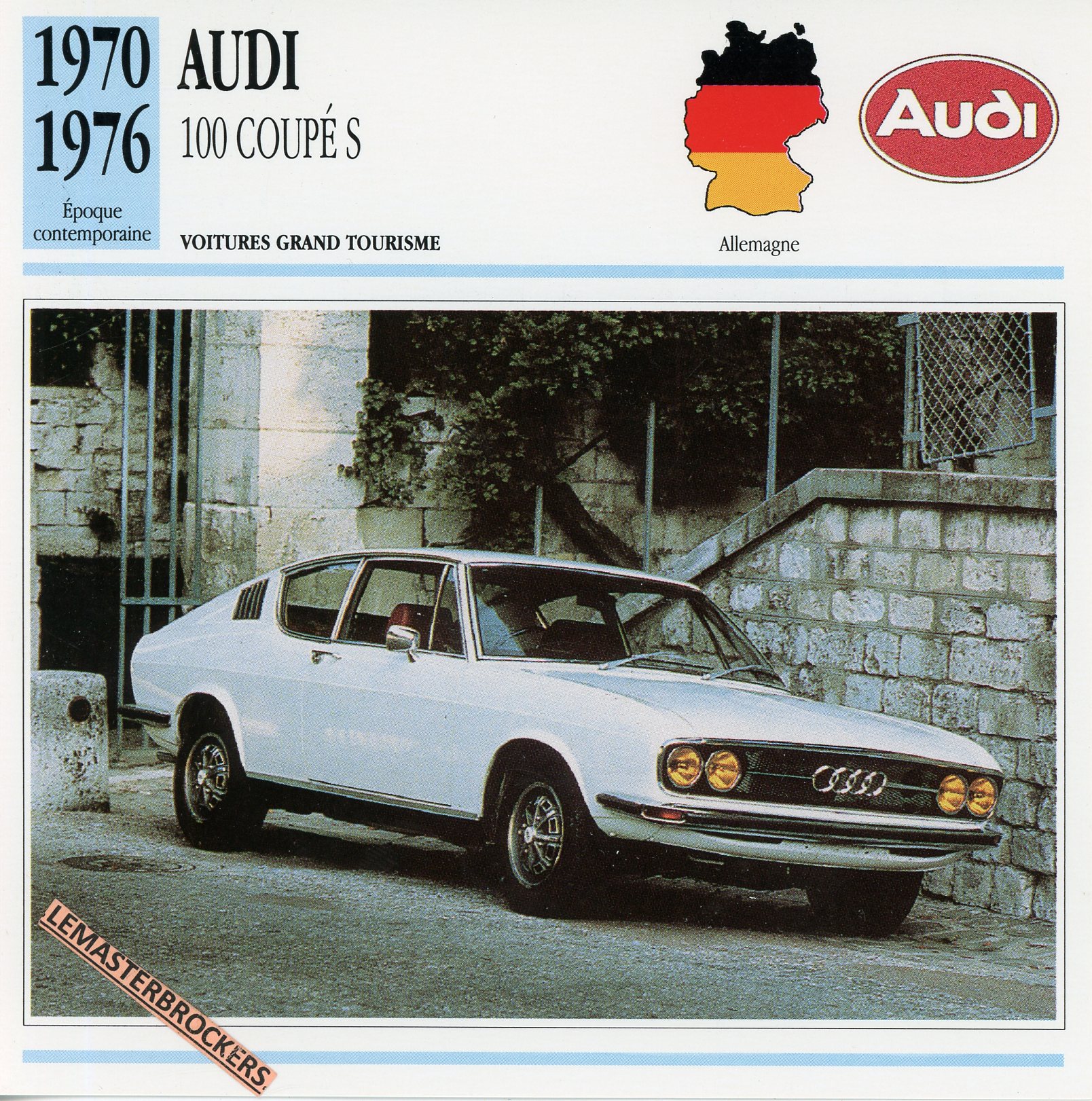 FICHE-AUDI-100S-COUPE-100-S-1970-1976-LEMASTERBROCKERS-FICHE-AUTO-CARS-CARD-ATLAS-FRENCH