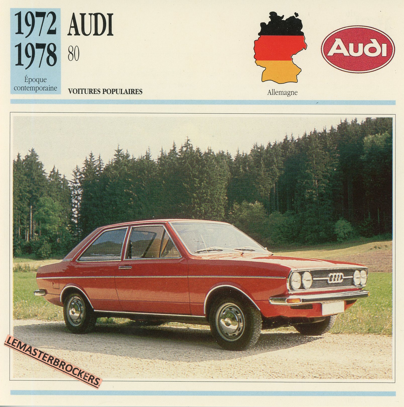 FICHE-AUDI-80-1972-1978-LEMASTERBROCKERS-FICHE-AUTO-CARS-CARD-ATLAS-FRENCH