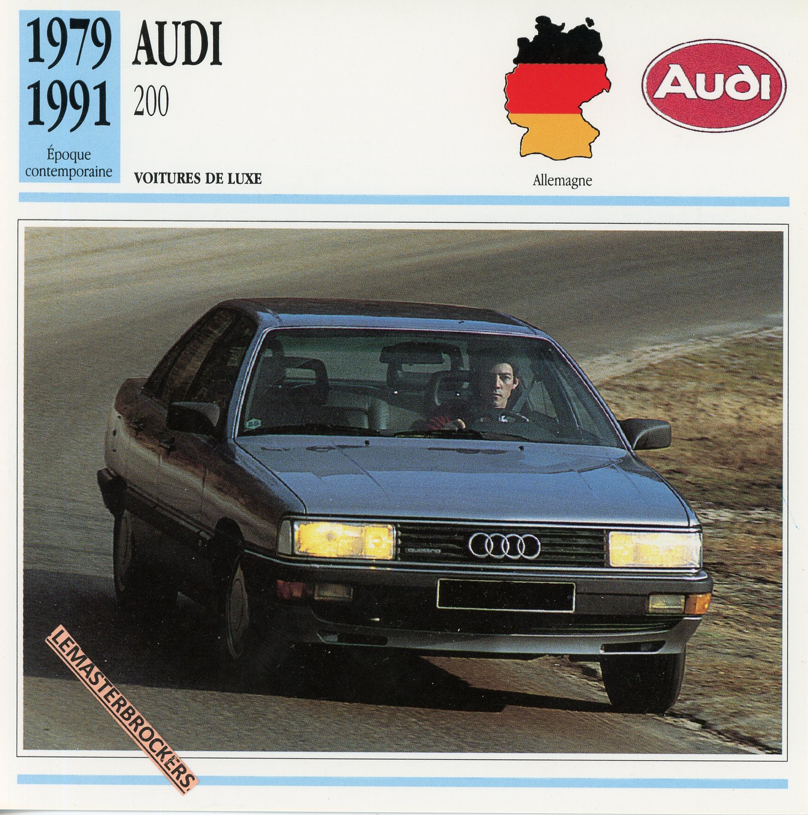 FICHE-AUDI-200-1979-1911-LEMASTERBROCKERS-FICHE-AUTO-CARS-CARD-ATLAS-FRENCH