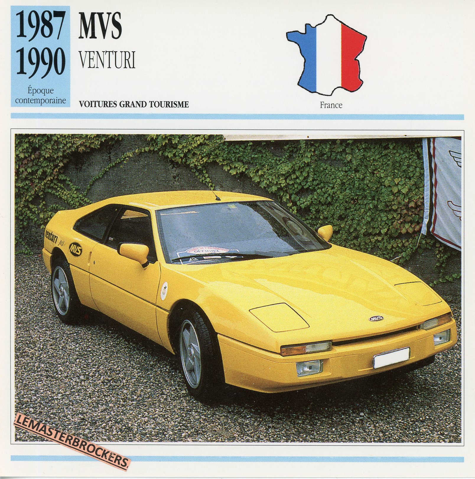 MVS VENTURI 1987 1990 -  CARTE CARD FICHE AUTO CARACTERISTIQUES