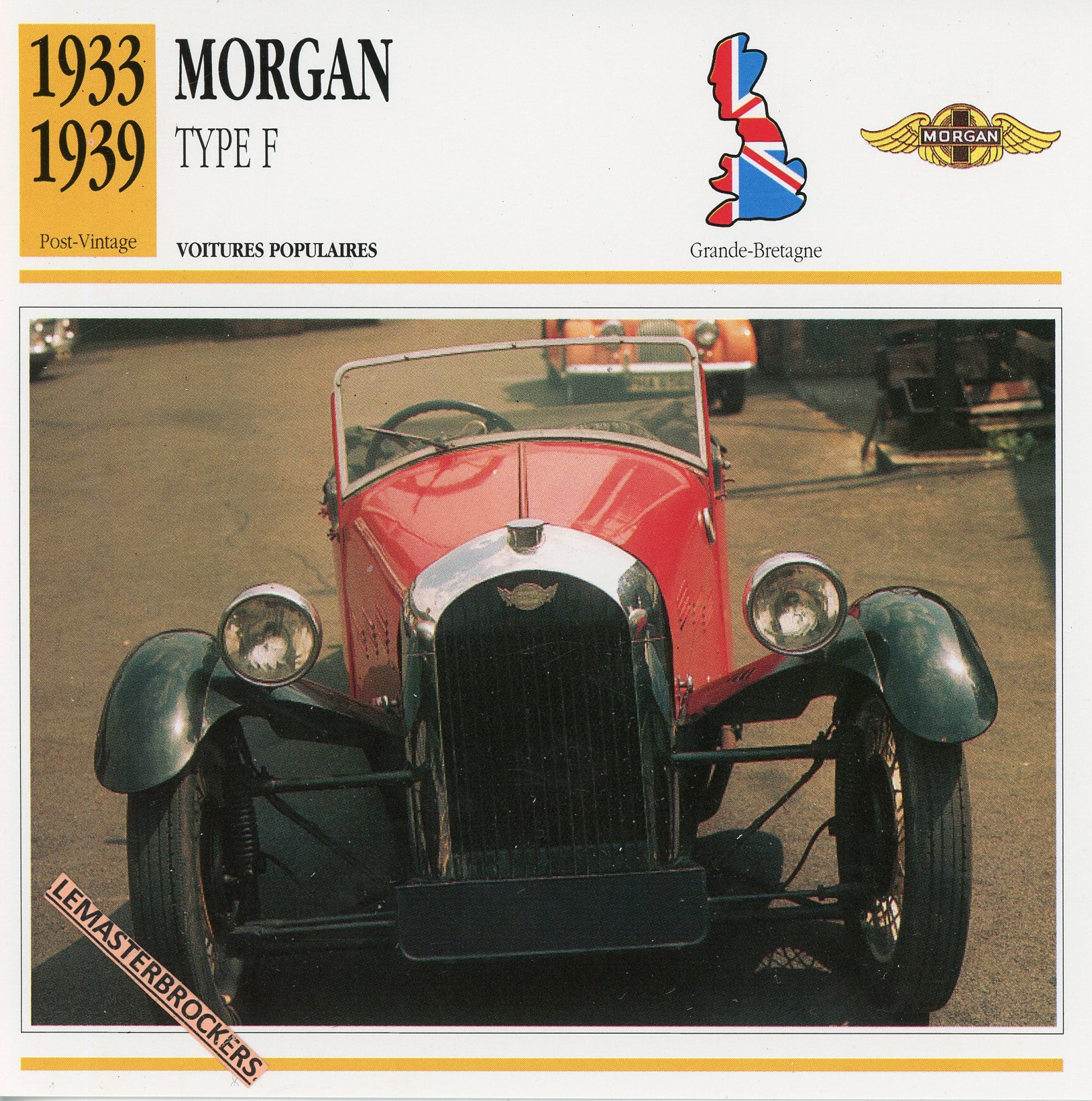 FICHE-MORGAN-TYPE-F-1933-1939-LEMASTERBROCKERS-FICHE-AUTO-CARS-CARD-ATLAS-FRENCH