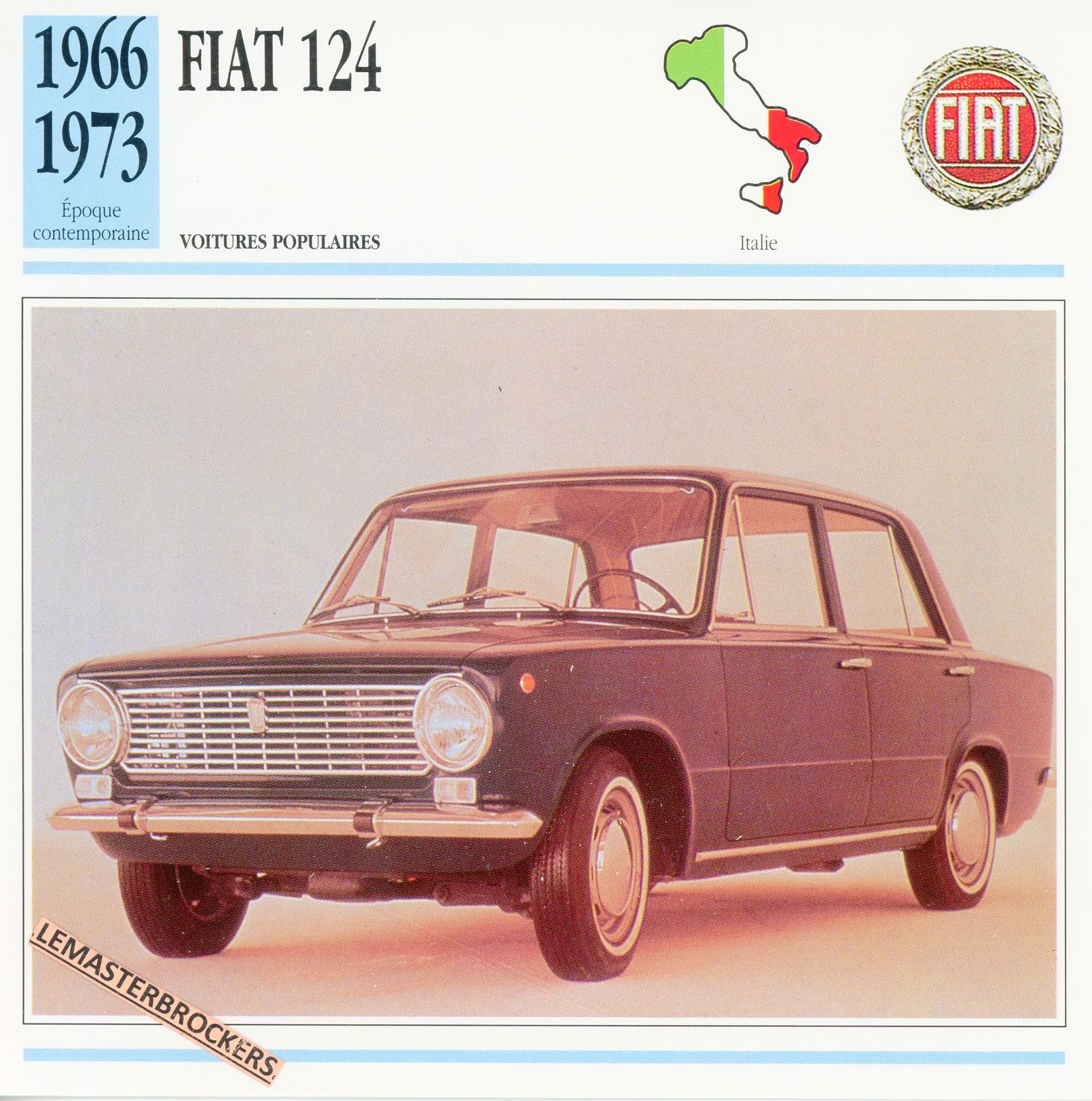 FICHE-FIAT-124-LEMASTERBROCKERS-FICHE-AUTO-CARS-CARD-ATLAS-FRENCH