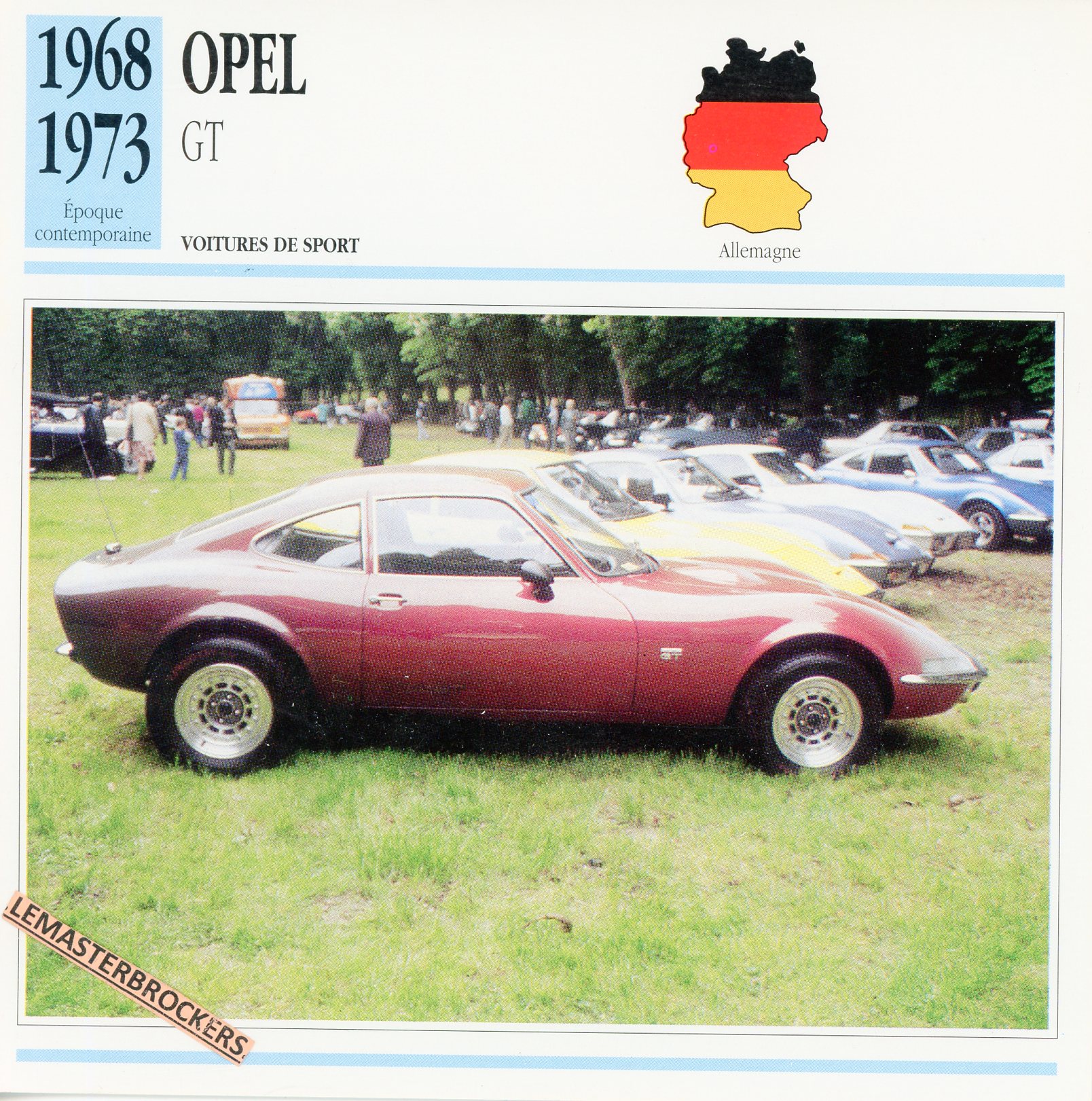 OPEL GT 1968 1972 - FICHE AUTO OPEL
