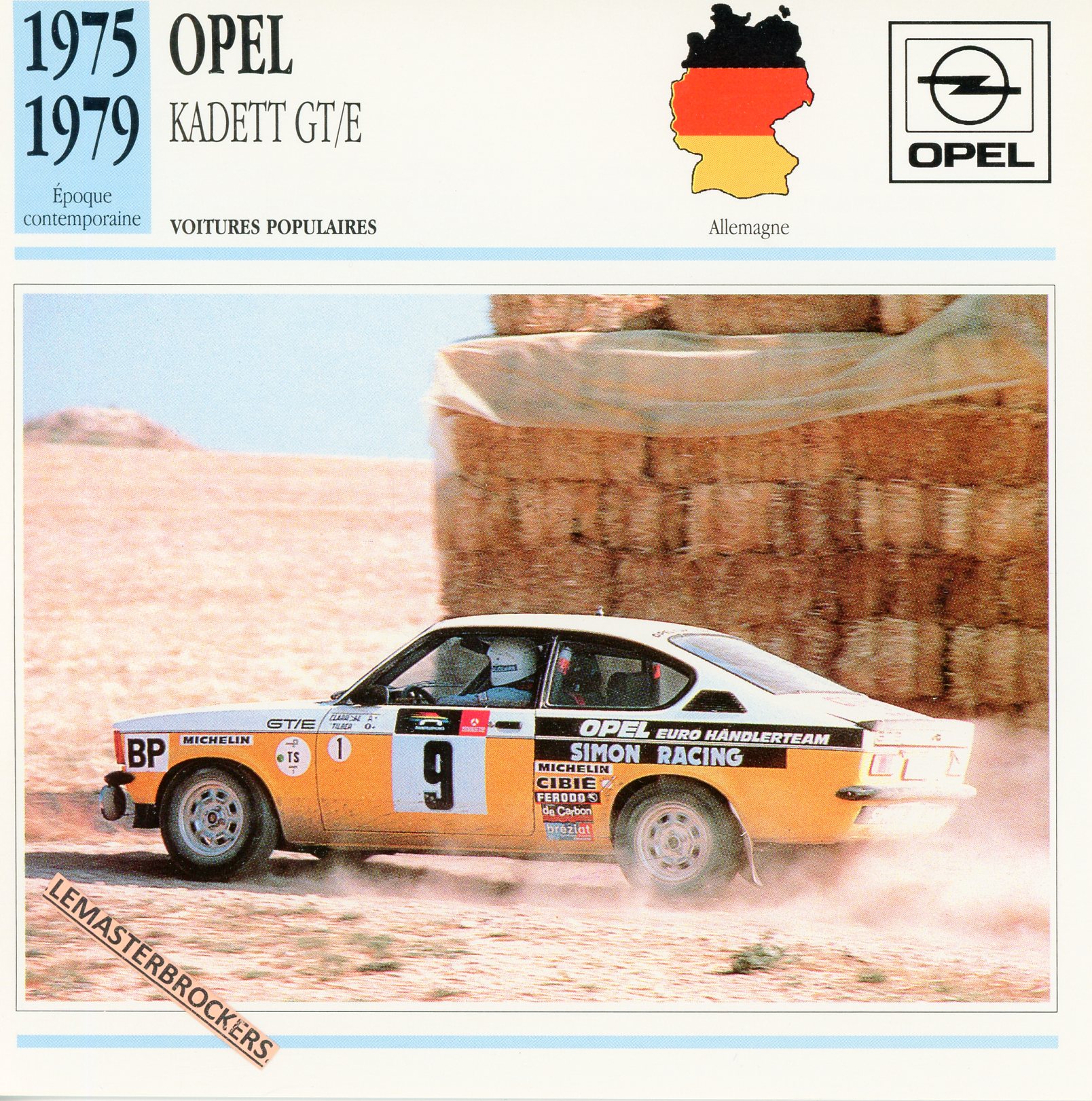 OPEL-KADETT-GT-GTE-LEMASTERBROCKERS-FICHE-AUTO-CARS-CARD-ATLAS