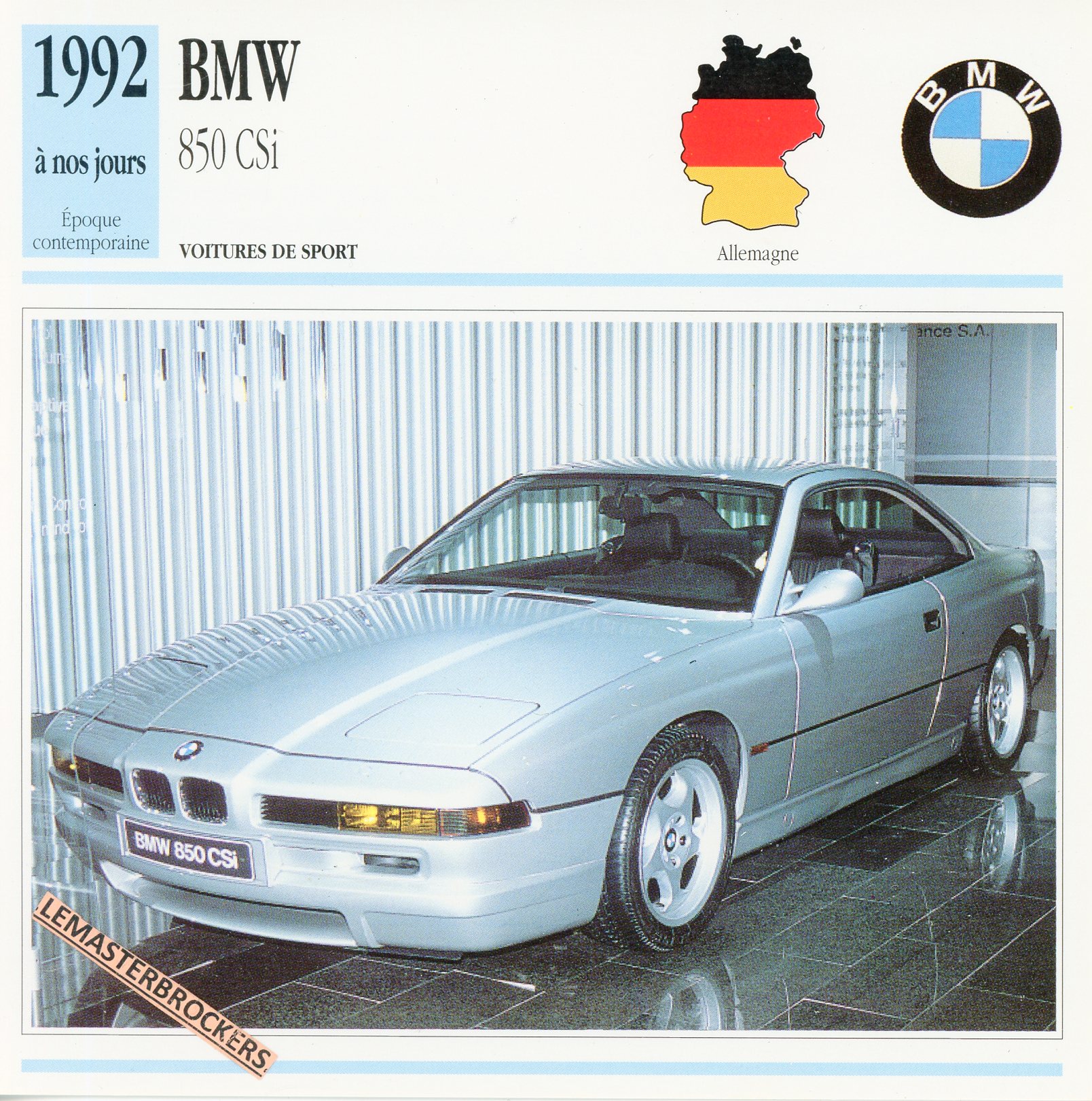 BMW 850 CSI 1992 - FICHE AUTO BMW 850CSI