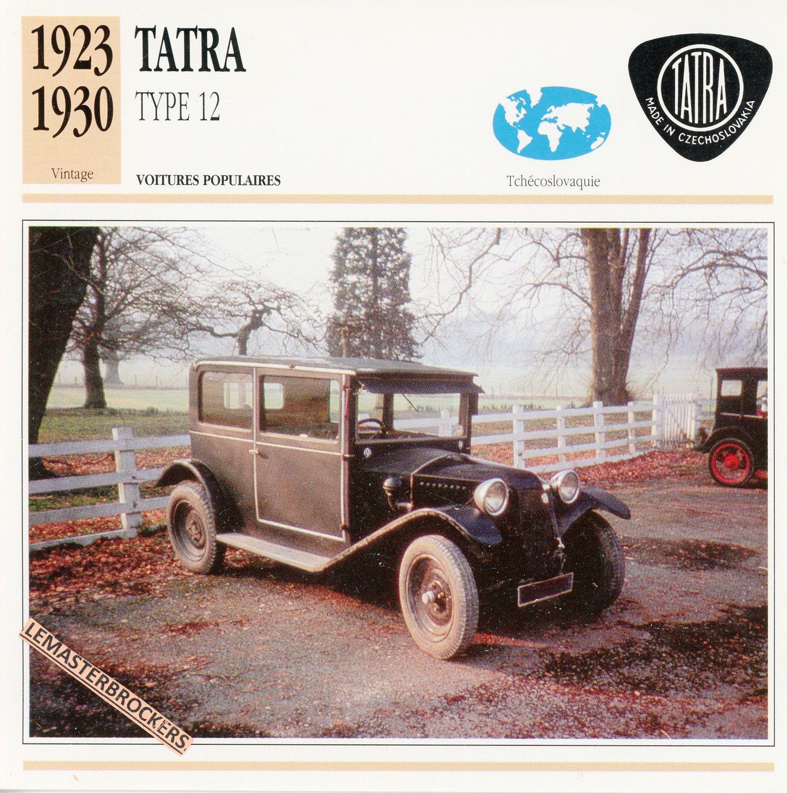 TATRA TYPE 12 1923 1930 - FICHE AUTO TATRA