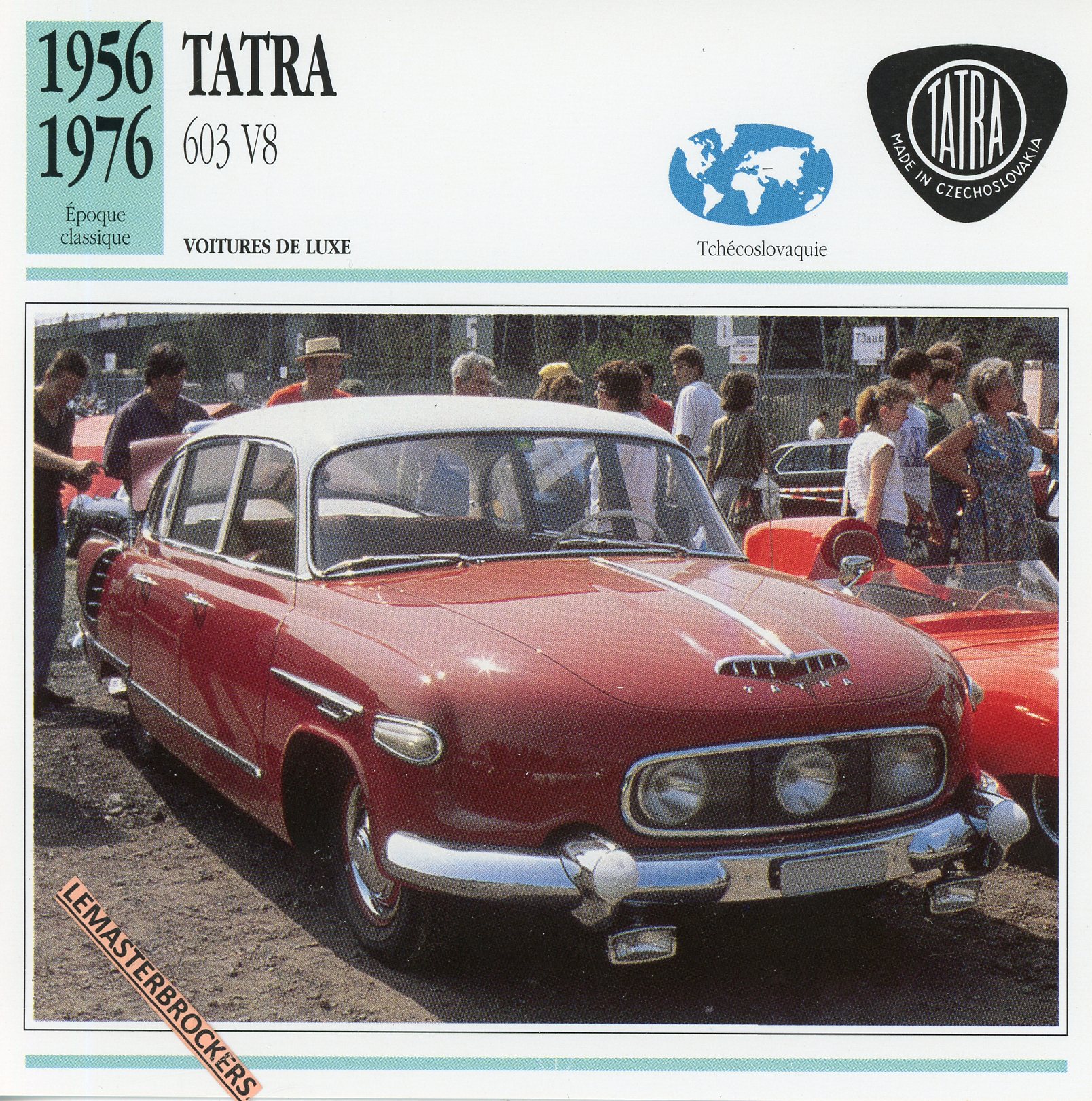 TATRA-603-V8-1976-LEMASTERBROCKERS-FICHE-AUTO-CARS-CARD-ATLAS