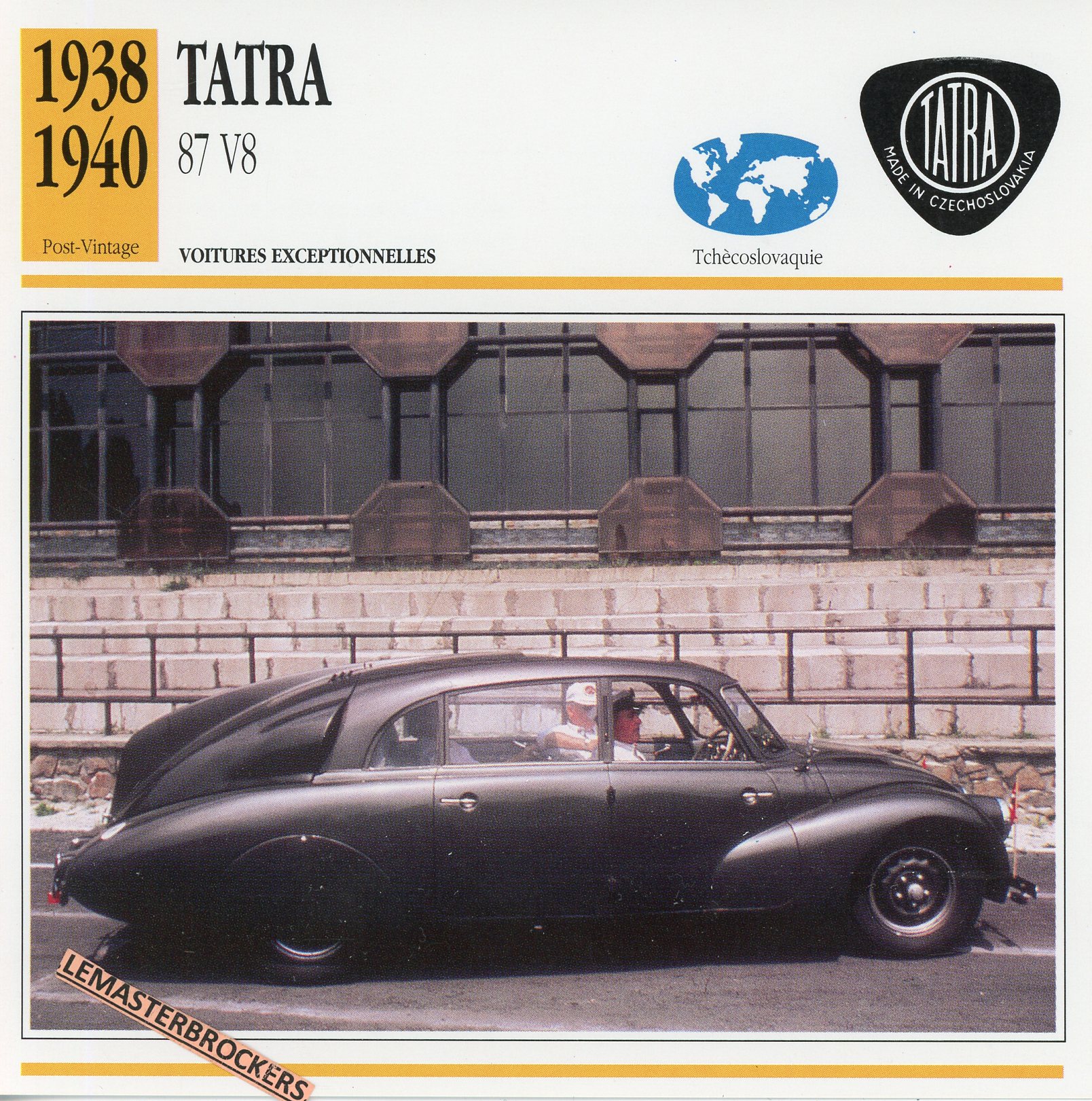 TATRA-87-V8-LEMASTERBROCKERS-FICHE-AUTO-CARS-CARD-ATLAS