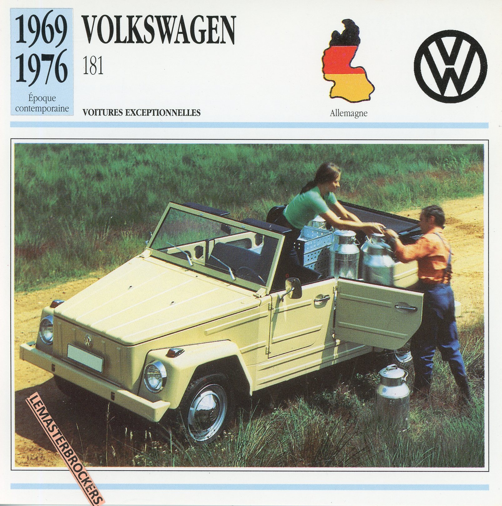 VW-181-VOLKSWAGEN-LEMASTERBROCKERS-FICHE-AUTO-CARS-CARD-ATLAS