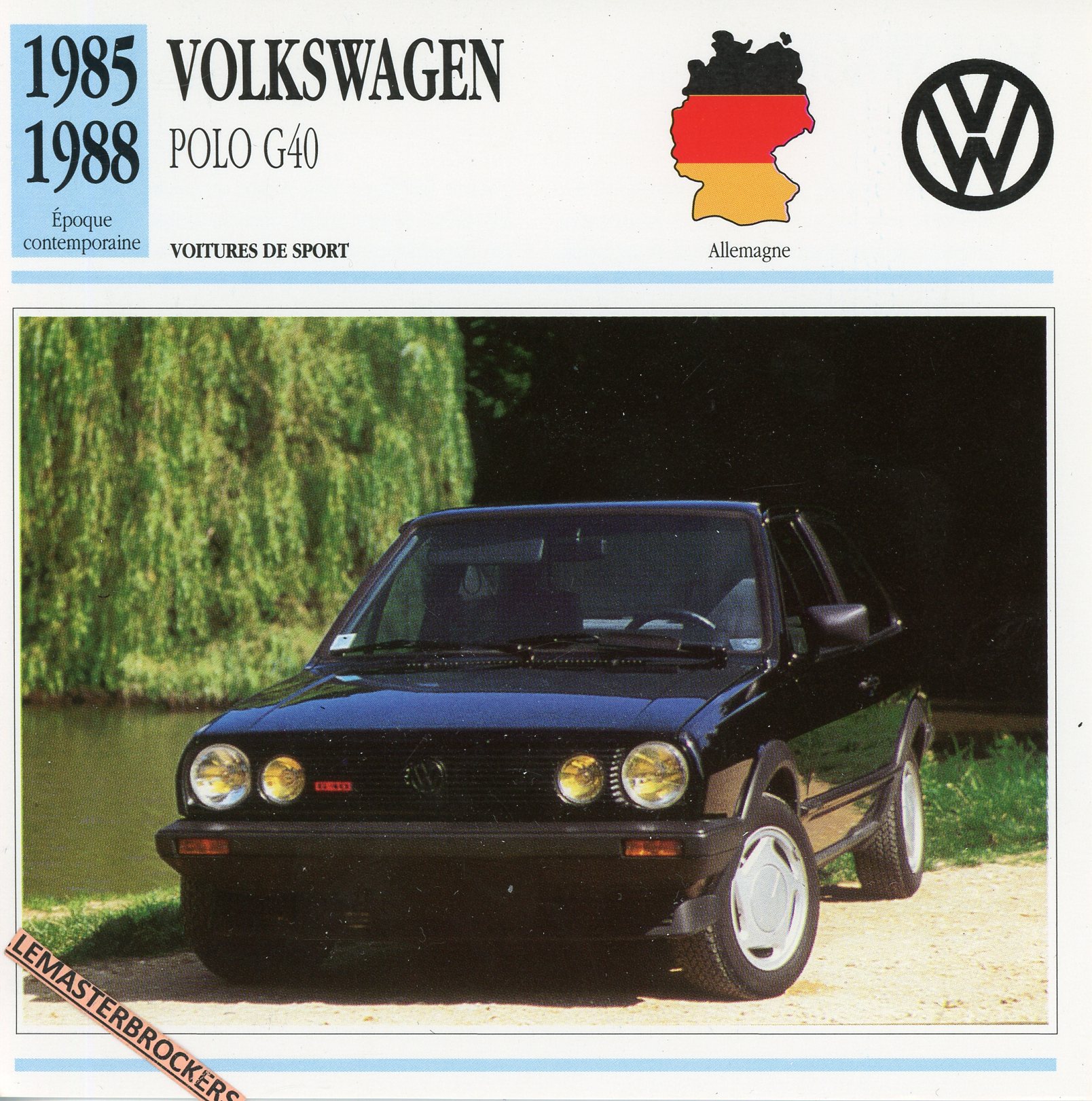 VW-POLO-G40-1985-1988-VOLKSWAGEN-LEMASTERBROCKERS-FICHE-AUTO-CARS-CARD-ATLAS