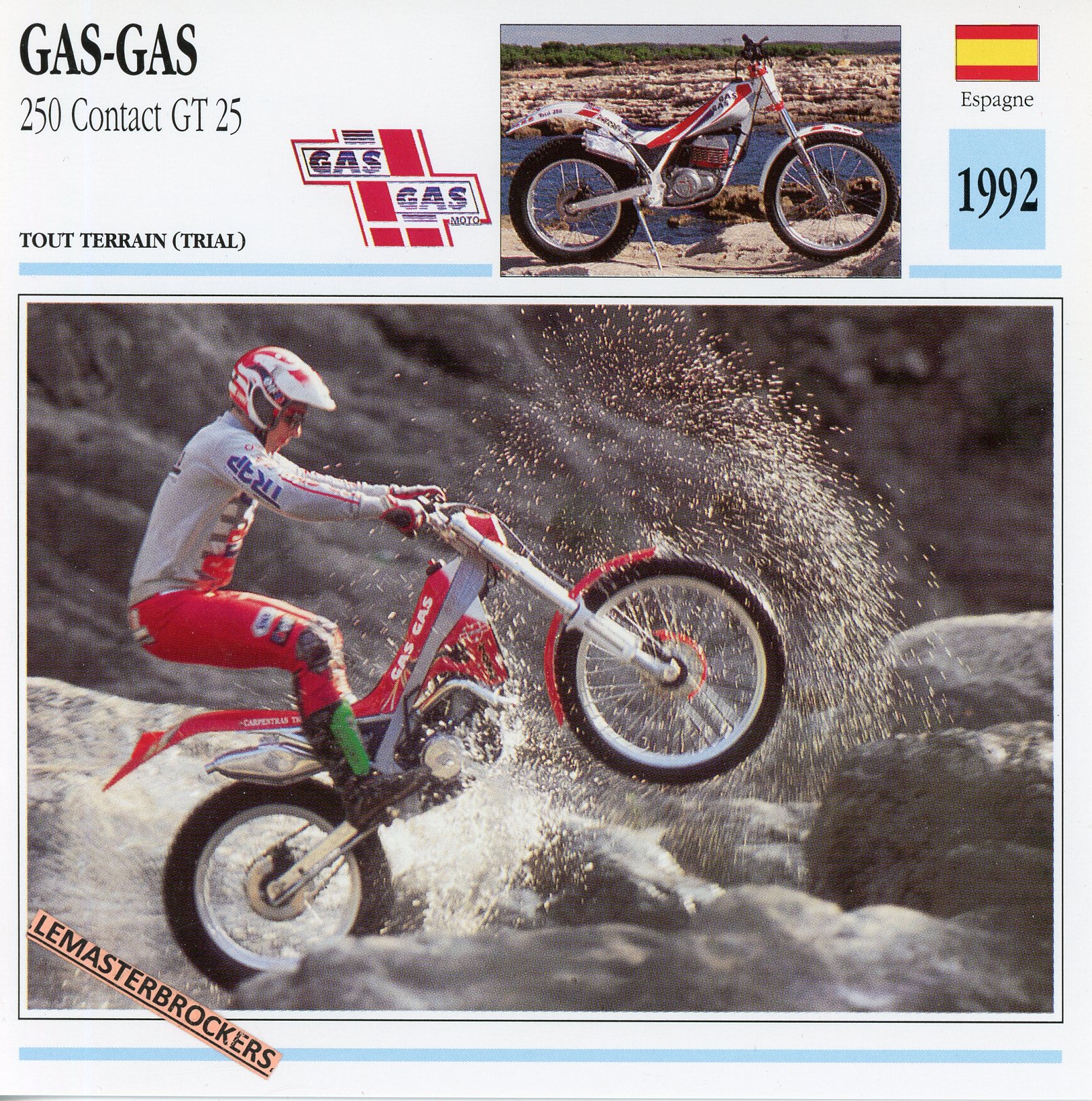 GASGAS-250-CONTACT-GT25-1992-LEMASTERBROCKERS-FICHE-MOTO-ATLAS-TRIAL-COLLECTION-CARD