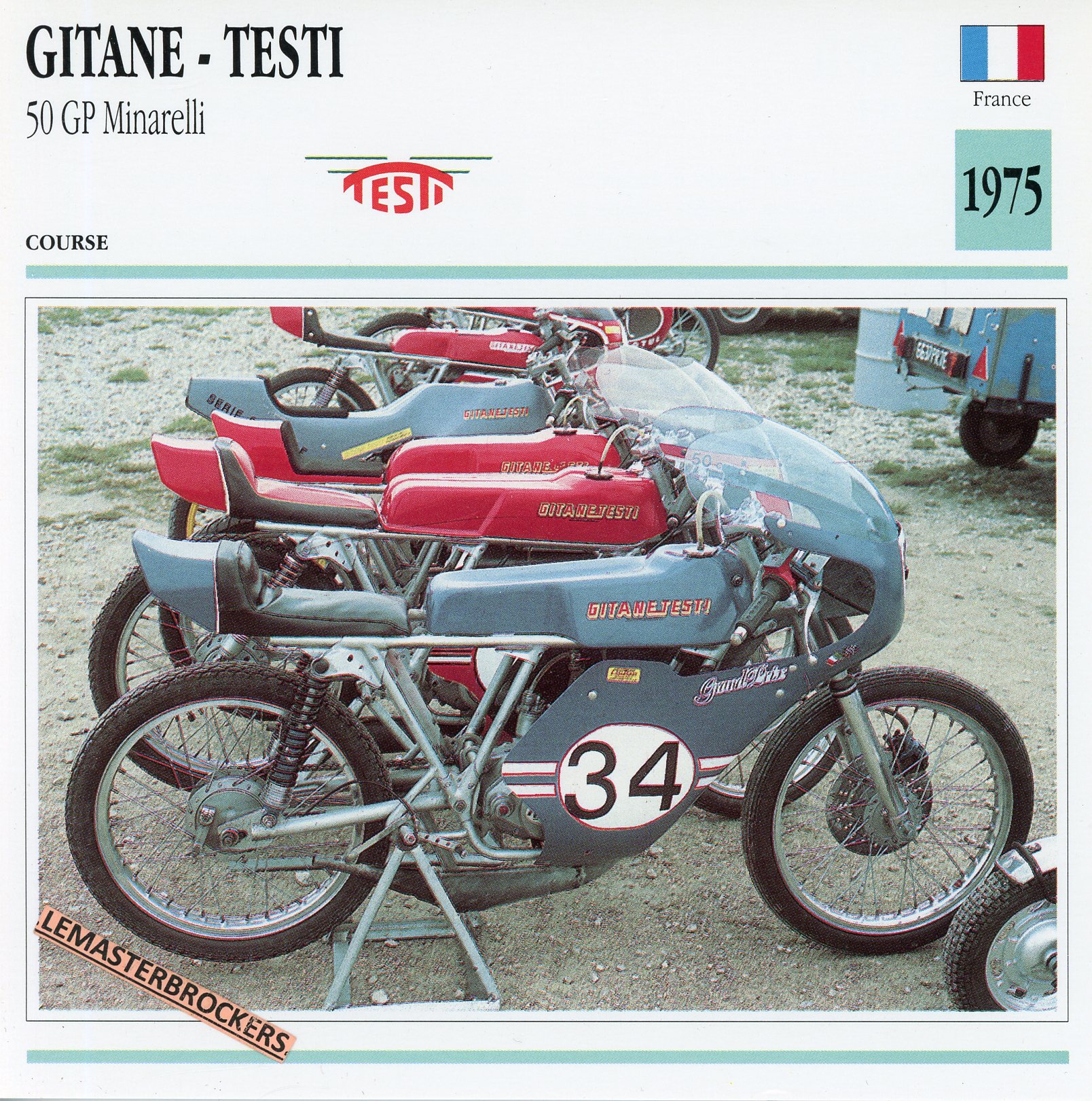 GITANE-TESTI-50-GP-MINARELLI-1975-LEMASTERBROCKERS-FICHE-MOTO-ATLAS-COLLECTION-CARD