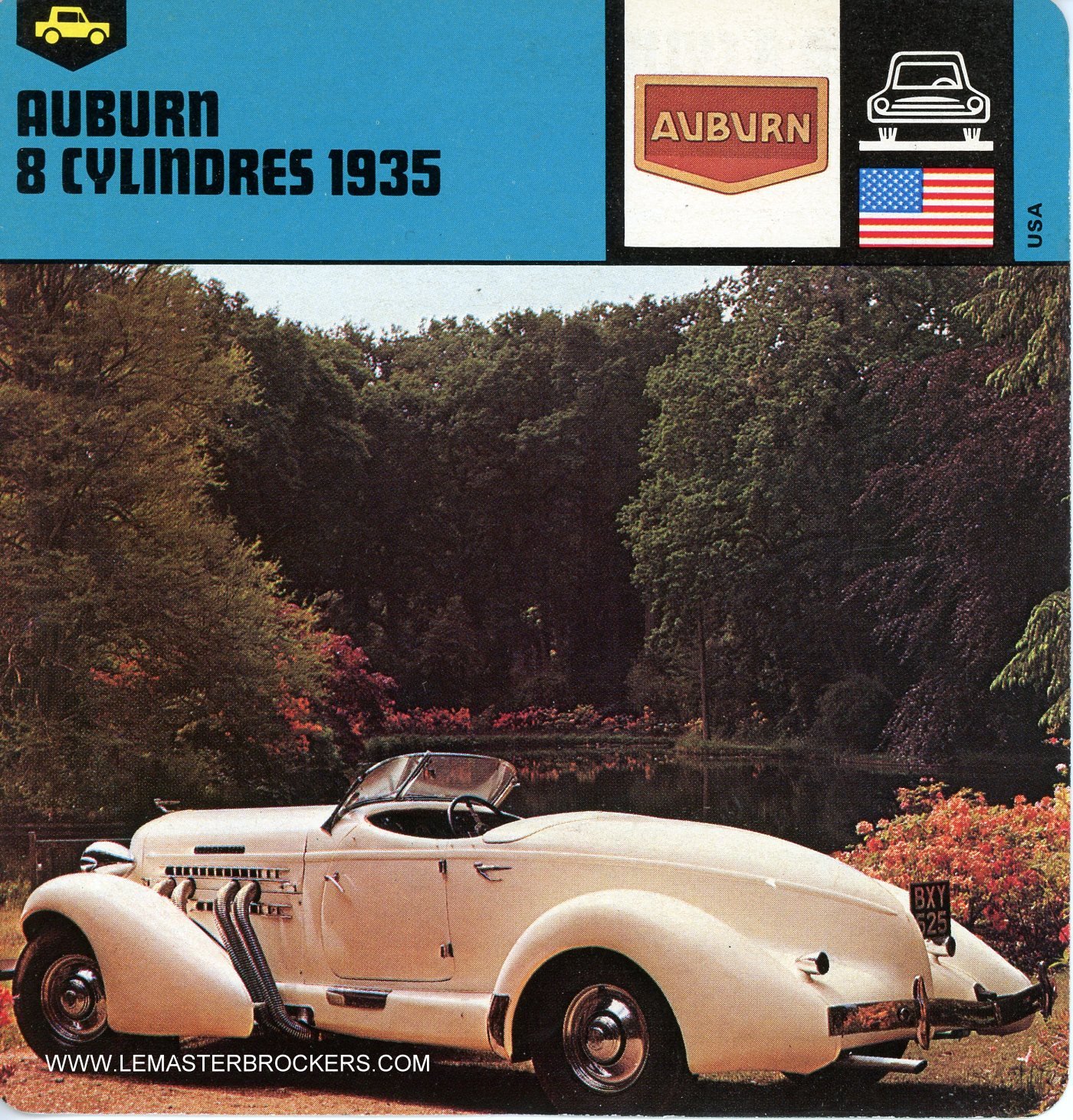 FICHE AUTO AUBURN 8 CYLINDRES 1935 CARS-CARD LEMASTERBROCKERS