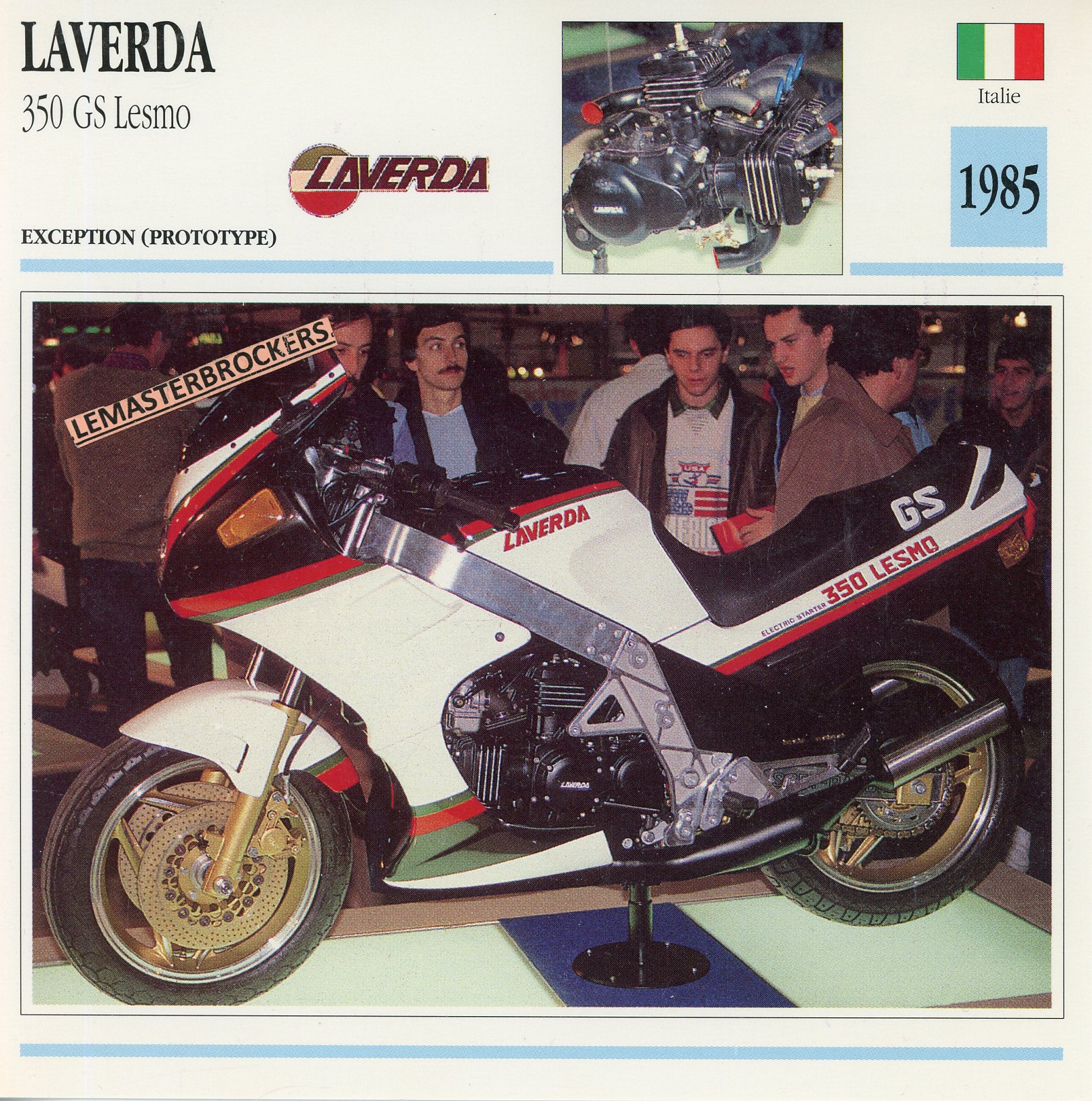 LAVERDA-350-GS-LESMO-1985-LEMASTERBROCKERS-FICHE-MOTO-ATLAS-CARD