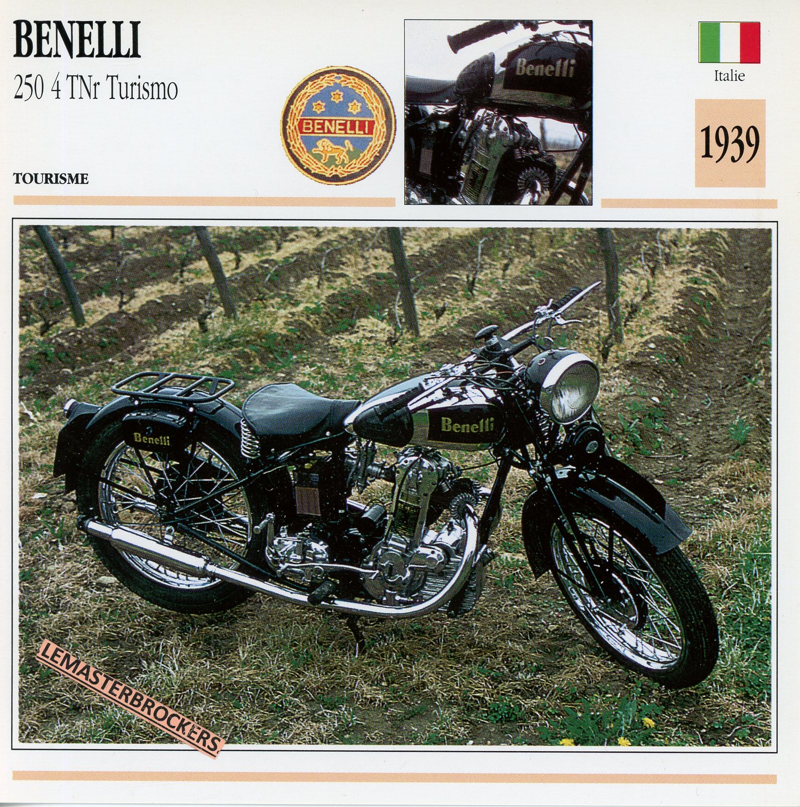 BENELLI 250 4TNR TURISMO 1939 - FICHE MOTO ATLAS COLLECTION