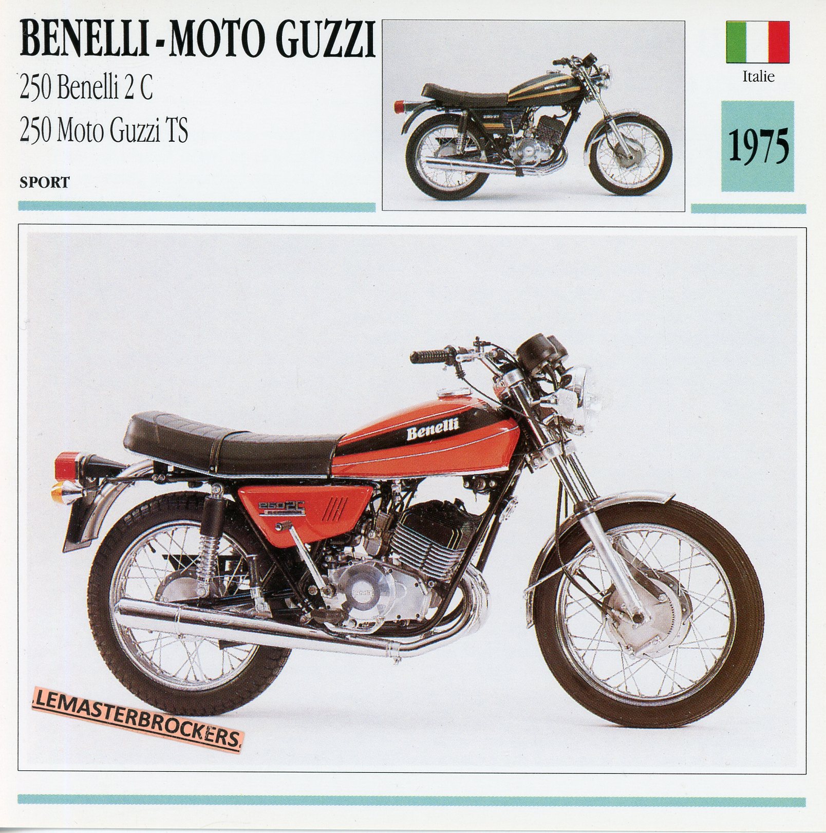 BENELLI-250-2C-GUZZI-TS-1975-LEMASTERBROCKERS-FICHE-MOTO-ATLAS-CARD