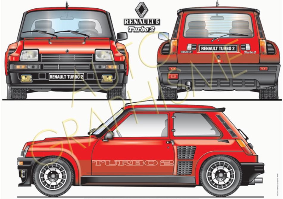 Bâche protection sur mesure imprimée Renault 5 Turbo 2 - Luxor Printed